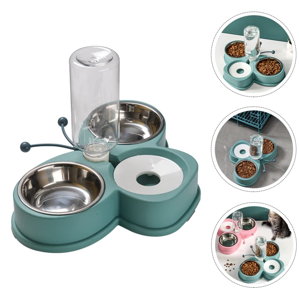 Automatic Pet Feeder & Water Bowl for Dogs and Cats - Double Ceramic Bowls with Neck Protection - Perfect for Home, Travel, and Office Use