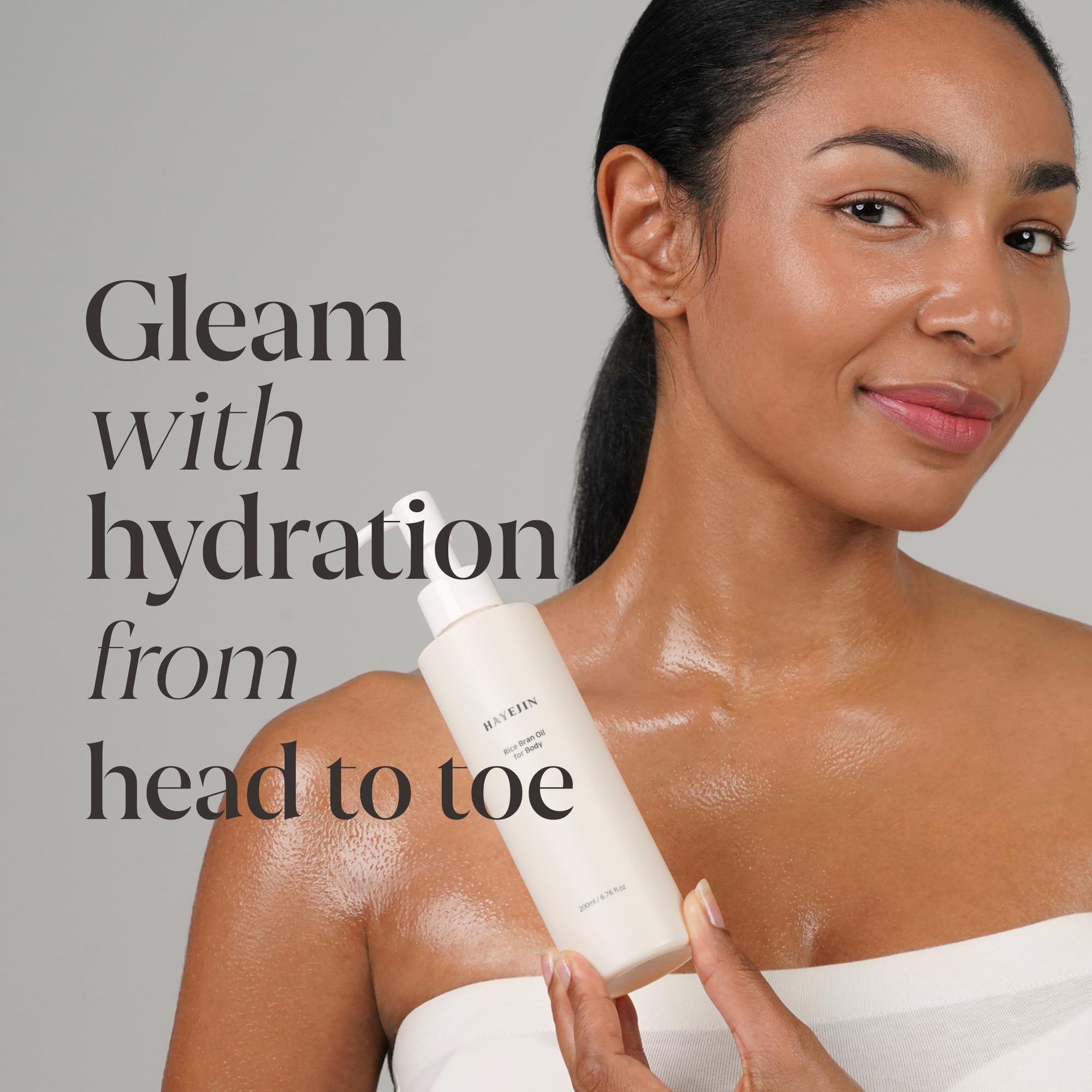 HAYEJIN Rice Bran Body Oil for Dry Skin - Moisturizing & Hydrating Body Oil for Men & Women with Fermented Rice Bran Extract - 6.76 Fl Oz - Perfect for Daily Skincare Routine & Post-Shower Hydration