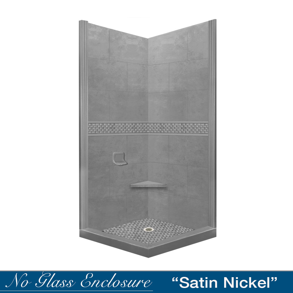 DIY Shower Remodel Kit - Corner Wet Cement Sistine Stone & Jewel Stone Accent for Bathroom Renovation | Perfect for Home Improvement, Shower Walls, and Wet Area Decor
