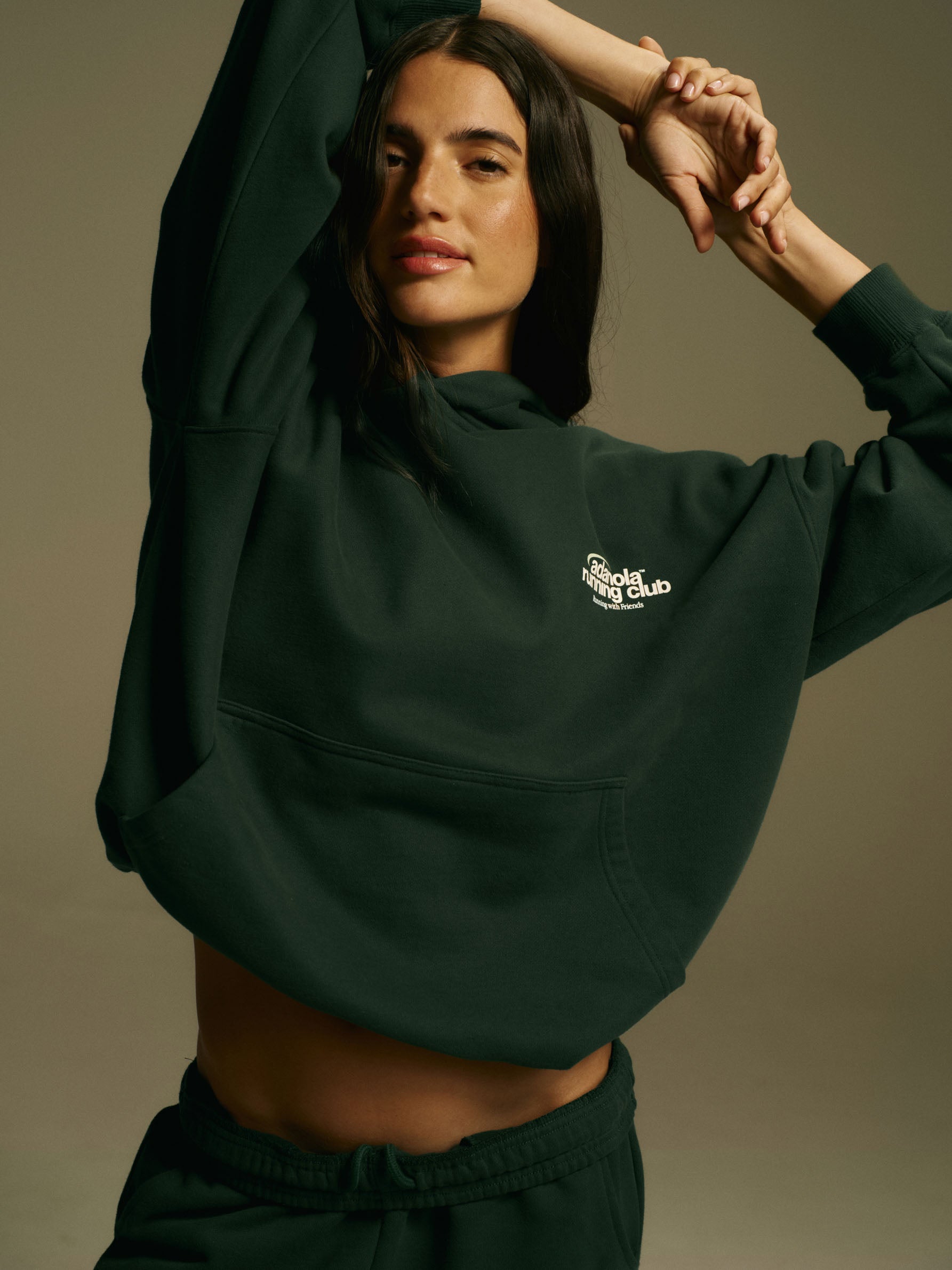 Adanola Oversized Running Hoodie for Women & Men - Pine Green | Lightweight, Breathable & Comfortable Workout Sweatshirt for Jogging, Gym & Casual Wear
