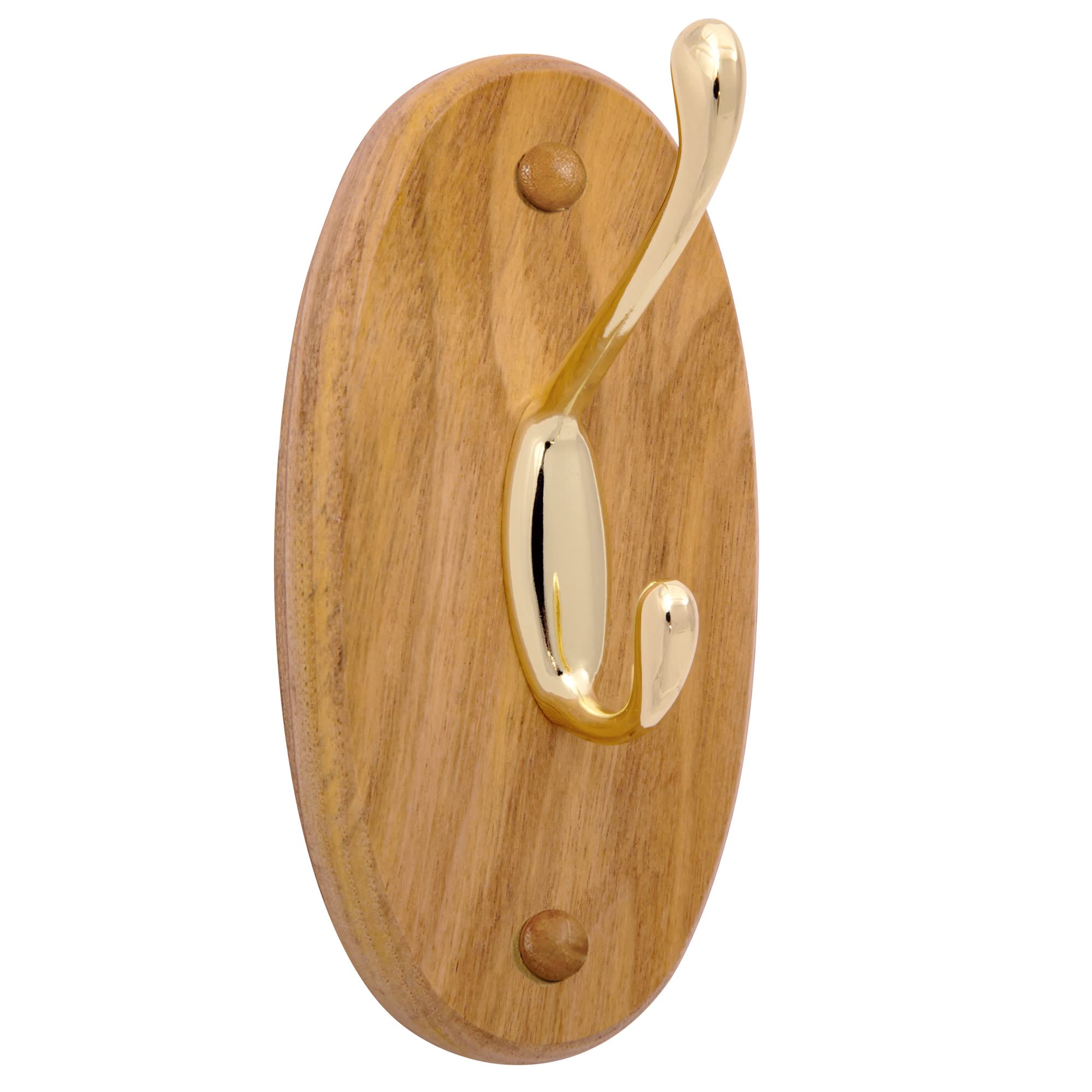 Dalton Rustic Double Robe Hook - Honey Oak Finish for Bathroom, Kitchen & Closet - Heavy Duty Wall Mounted Coat Hooks for Towels, Robes & Hats (Set of 2) - Perfect for Farmhouse, Cottage & Rustic Home Decor
