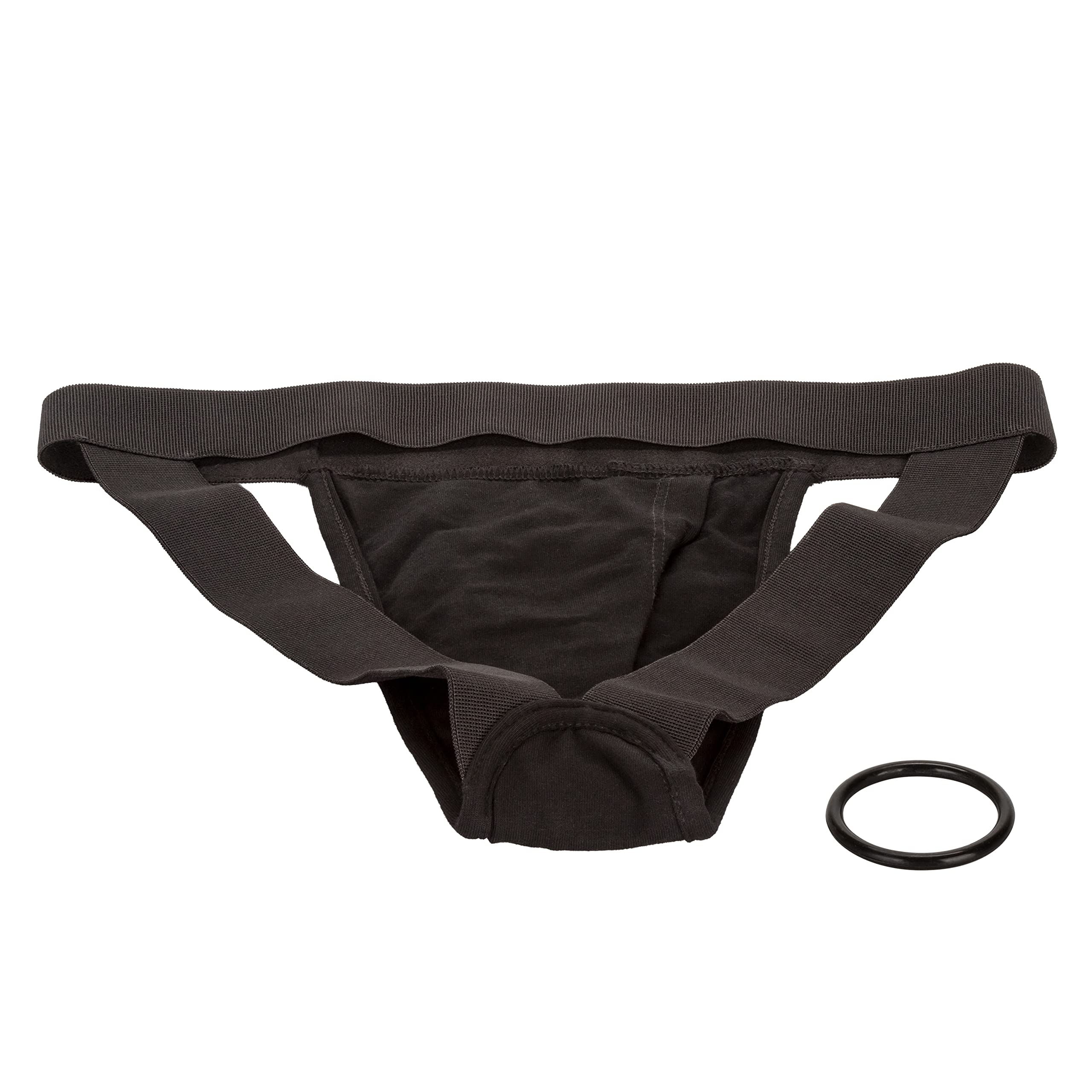 CalExotics Packer Gear Black Jock Strap Harness - Premium Adult Strap-On for Couples & Solo Play | XS/S Size | Enhance Intimacy & Role Play Scenes