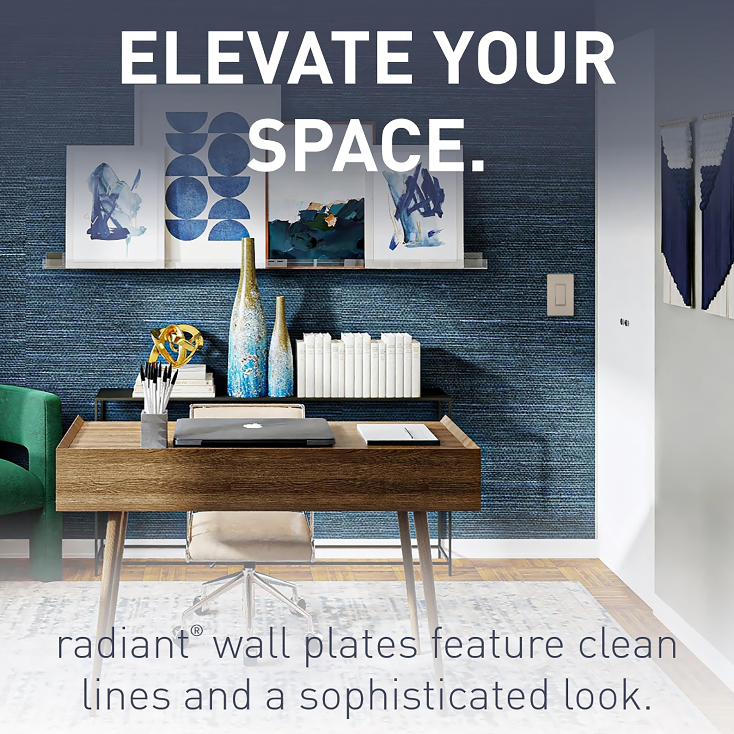 Legrand Radiant Screwless Wall Plates for Decorator Rocker Outlets - 1-Gang Brushed Nickel Cover (RWP26NICC6) - Perfect for Modern Home & Office Electrical Outlet Upgrades