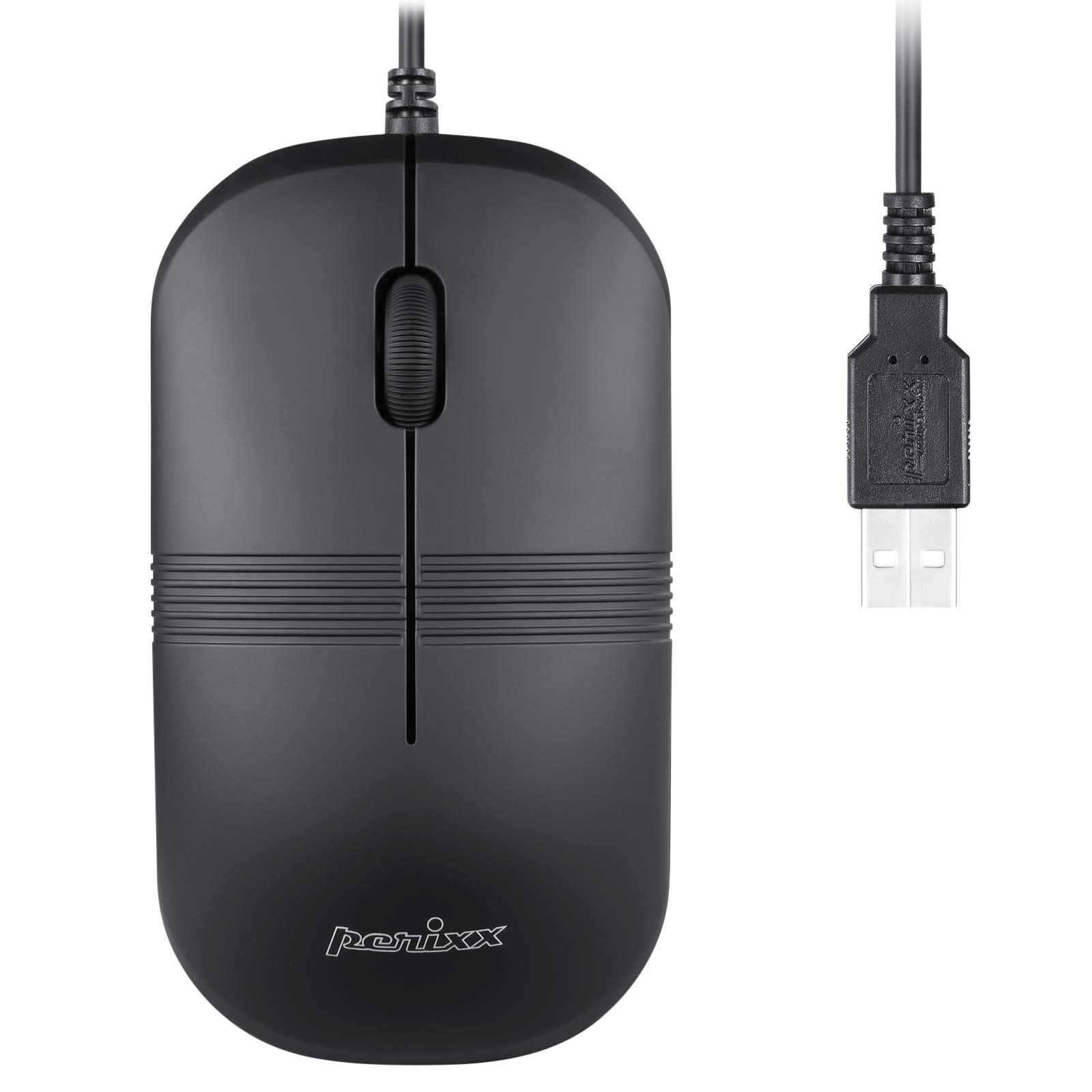 Perixx PERIMICE-503B Wired Optical Washable Mouse - Black (11419) | Ergonomic USB Computer Mouse for Office, Home & Gaming | Spill-Proof & Easy to Clean Design