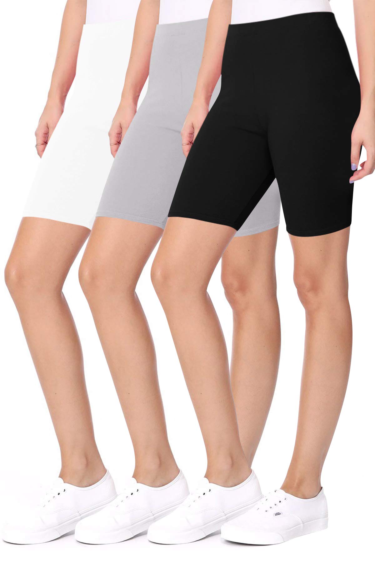 FashionJOA Women's High Waist Seamless Yoga Shorts - Stretchy Workout Biker Pants for Running, Gym & Lounge (3-Pack) - Perfect for Yoga, Cycling & Casual Wear