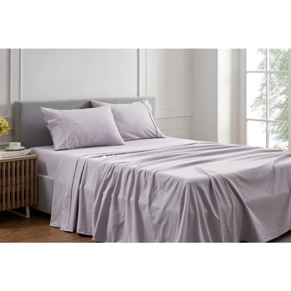 150GSM Soft Cotton Flannel Bed Sheet Set - Orchid Purple Single Size for Cozy Winter Nights | Breathable & Hypoallergenic Bedding for Kids & Adults | Fits Standard Single Mattress (39
