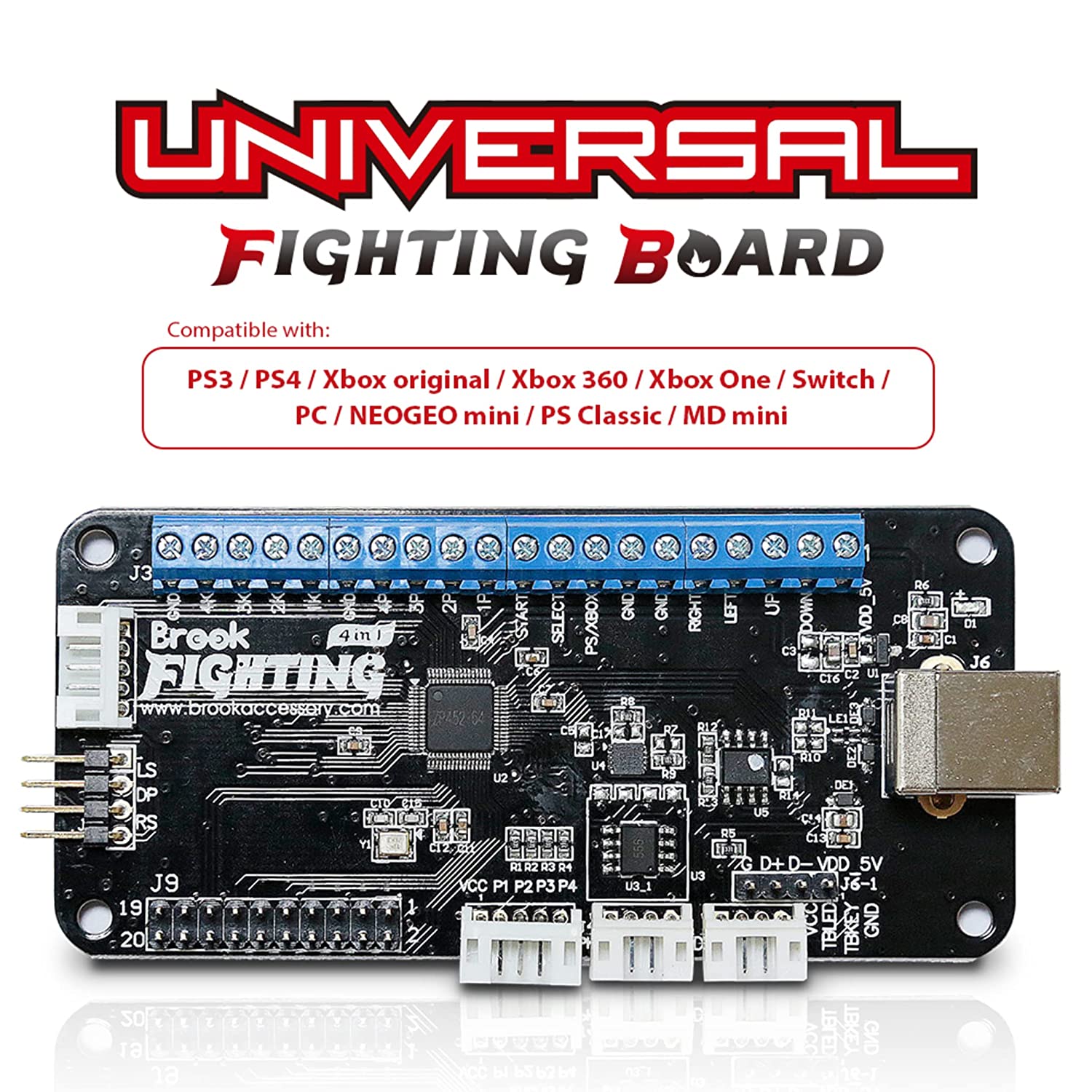 Universal Fighting Board with Headers - Arcade Game Controller for PC, PS4, Xbox - Perfect for Fighting Games, Retro Gaming, and Esports Tournaments