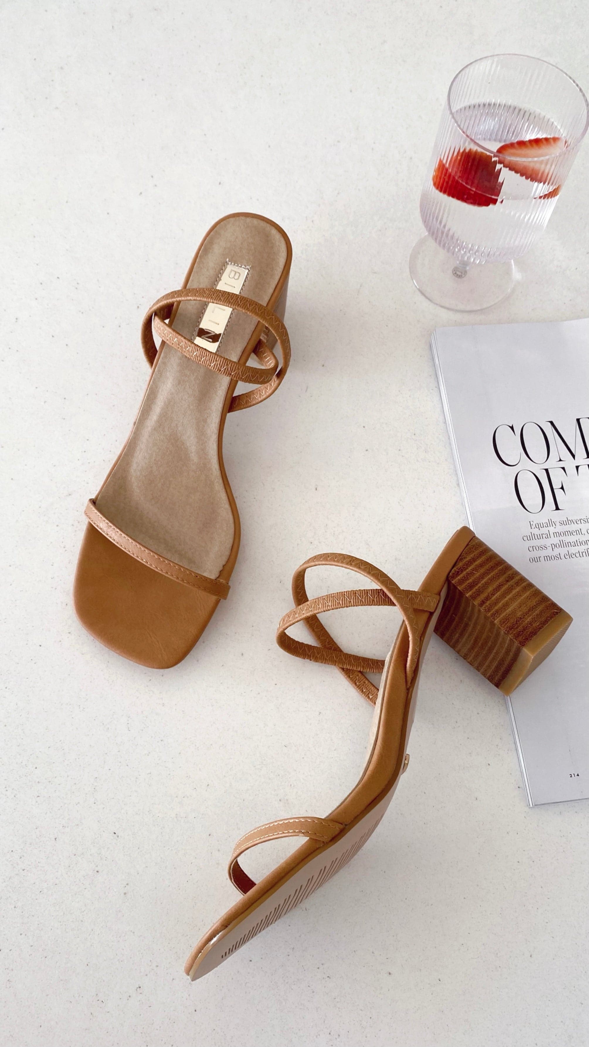 Balton Mule Heel Shoes for Women - Sugar Brown & Natural Leather Slip-On Loafers - Comfortable Casual & Office Wear for Everyday Style
