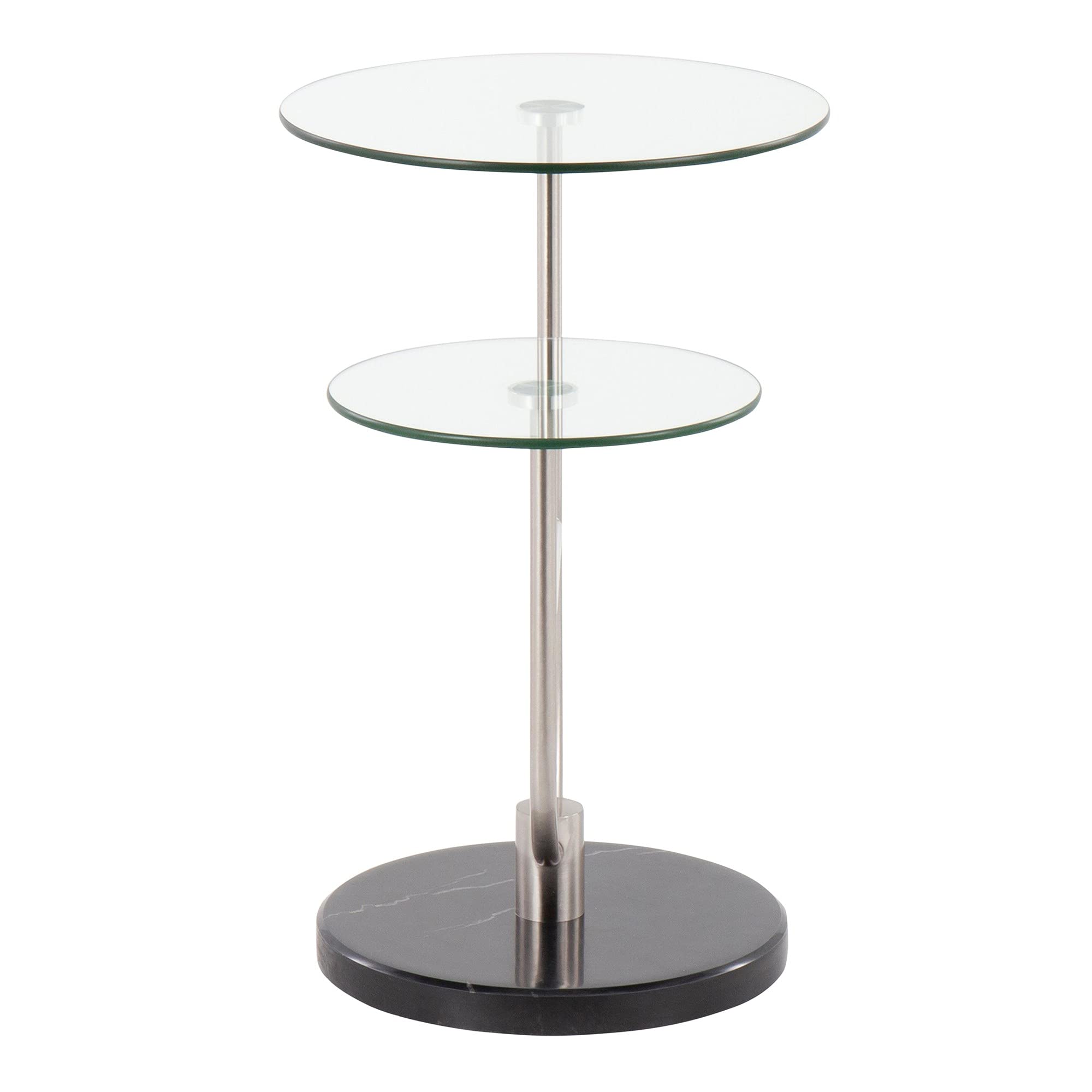 LumiSource Black Round Glass Side Table - Small Accent End Table for Living Room, Couch, Bedroom | Modern Space-Saving Furniture for Apartments & Small Spaces