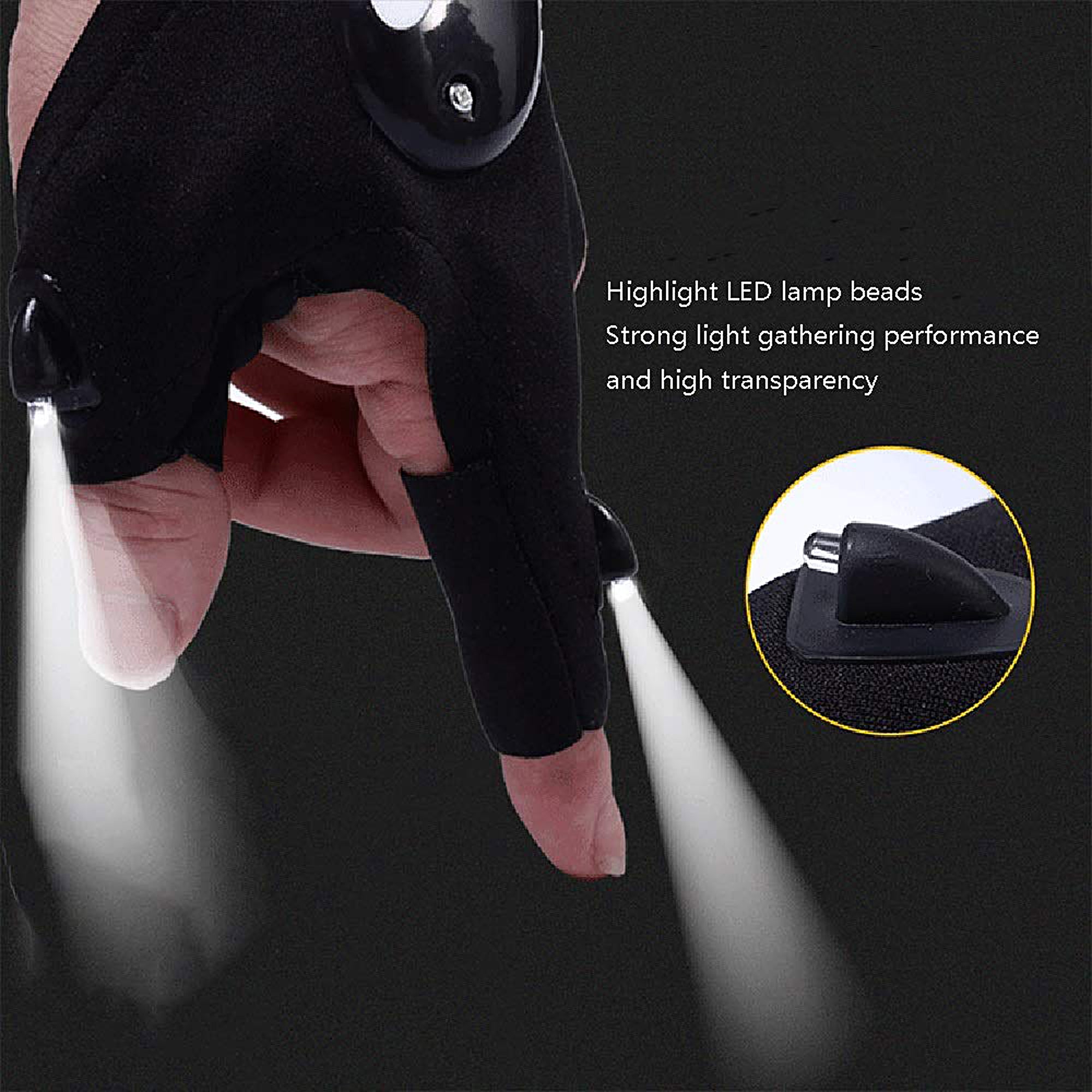 LED Flashlight Gloves - Hands-Free Lighting for Camping, Hiking & Night Work - Rechargeable & Waterproof Work Gloves for Outdoor Activities
