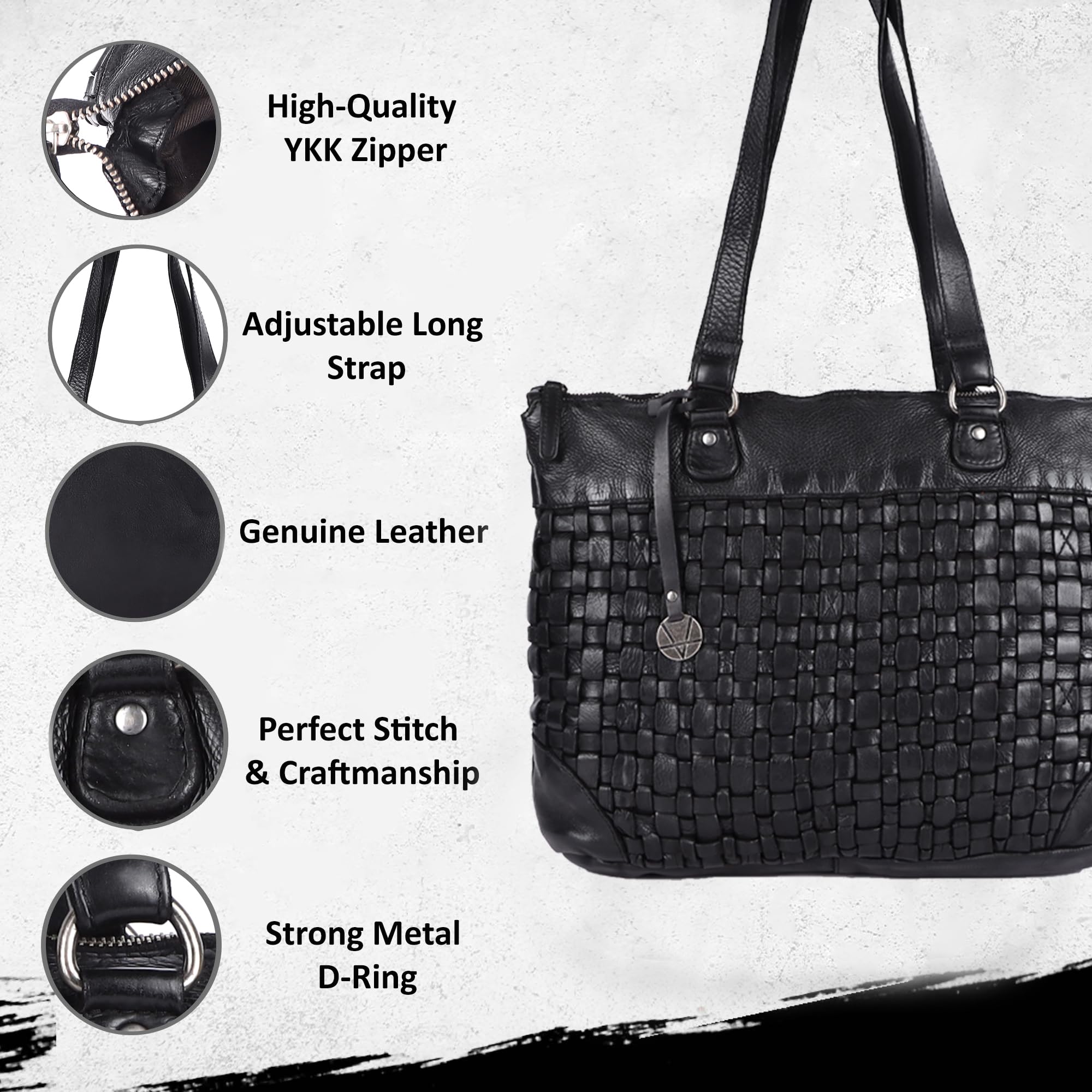 Genuine Leather Women's Tote Handbag - Stylish Satchel Purse with Top Handle & Shoulder Strap for Work, Travel & Everyday Use