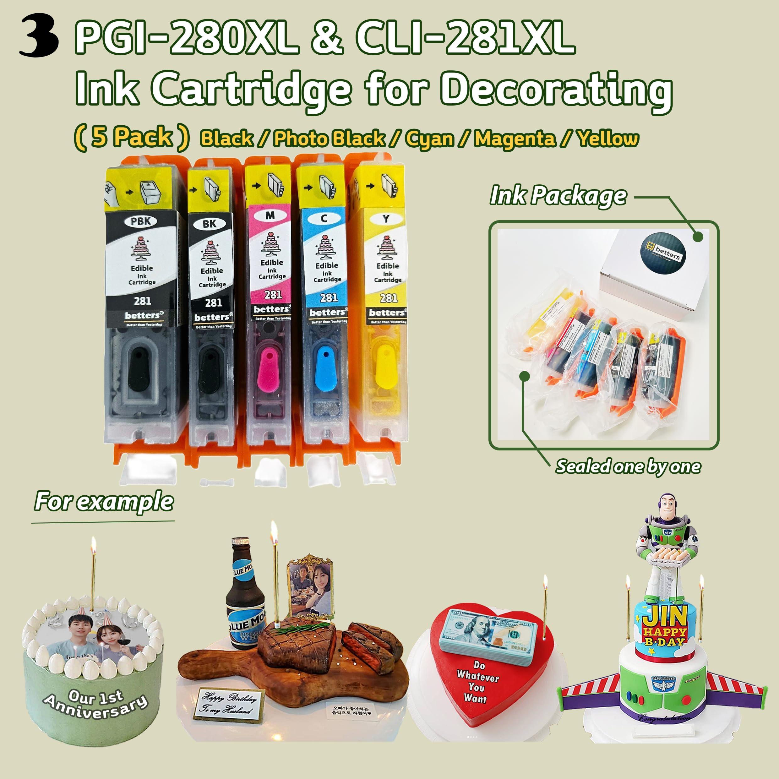 Newest Cake Topper Image Printer Set - Ink Cartridge, 25 Edible Frosting Sheets, 10 Food Coloring Pens & Cleaning Tools Kit | Perfect for Birthday Cakes, Wedding Desserts, and Custom Edible Printing