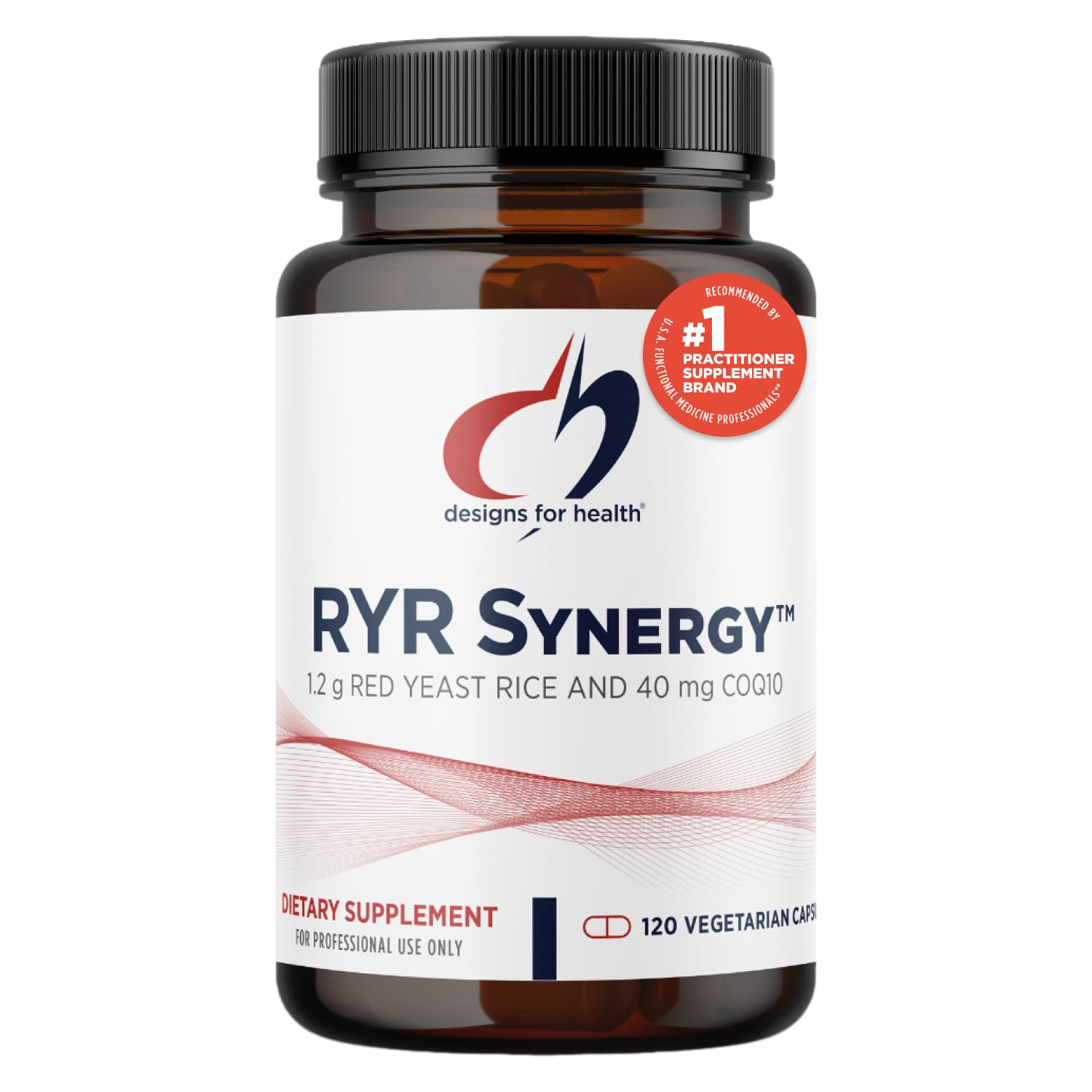 Designs for Health RYR Synergy - 1200mg Red Yeast Rice & CoQ10 Supplement for Cardiovascular Support & Healthy Cholesterol Levels (120 Capsules) - Ideal for Heart Health Maintenance & Daily Wellness Routine