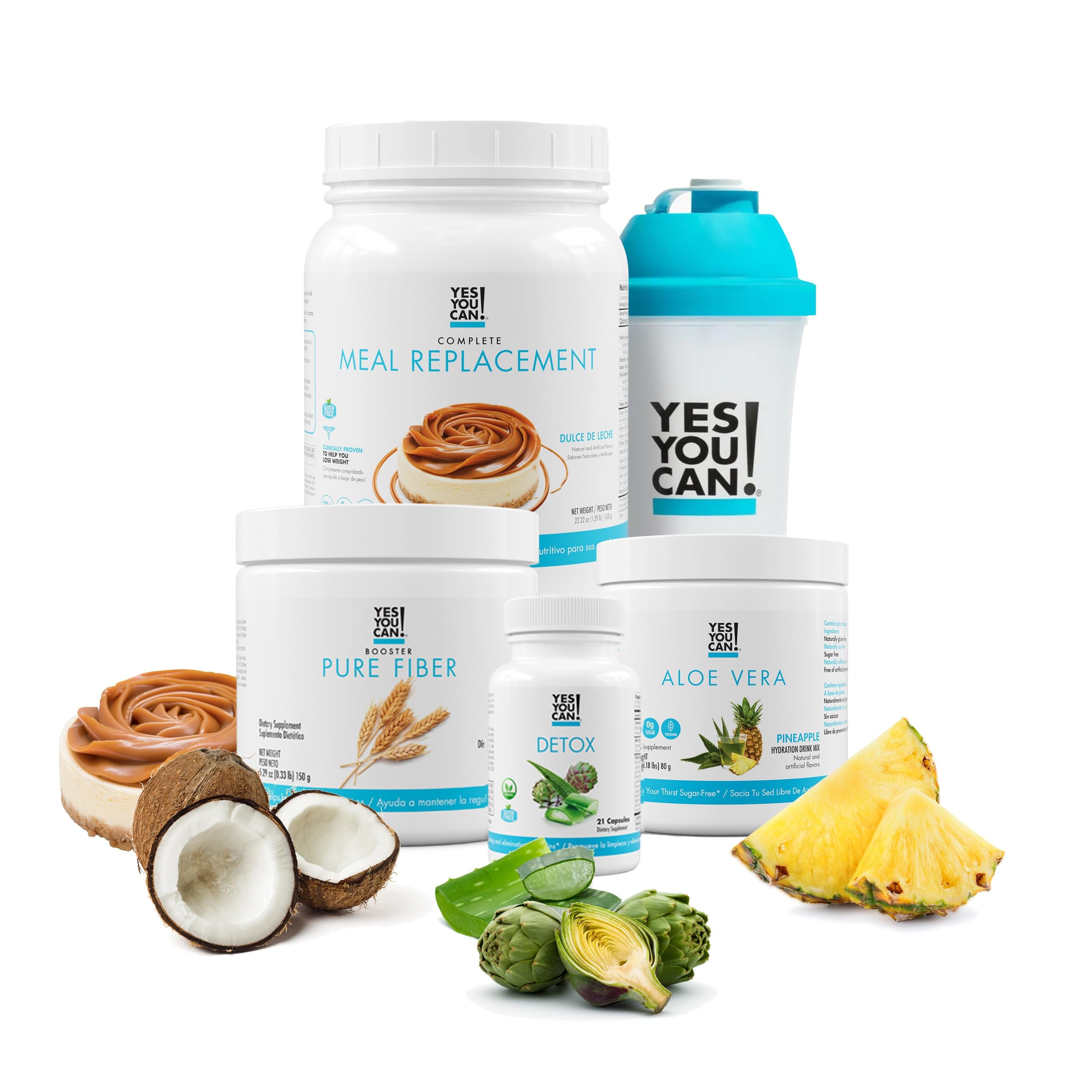 Yes You Can! Detox Plus Kit - Daily Cleanse Pure Fiber Meal Replacement Shake with Aloe Vera & Hibiscus for Women | Weight Management & Digestive Support | Perfect for Morning Routine or Post-Workout Recovery