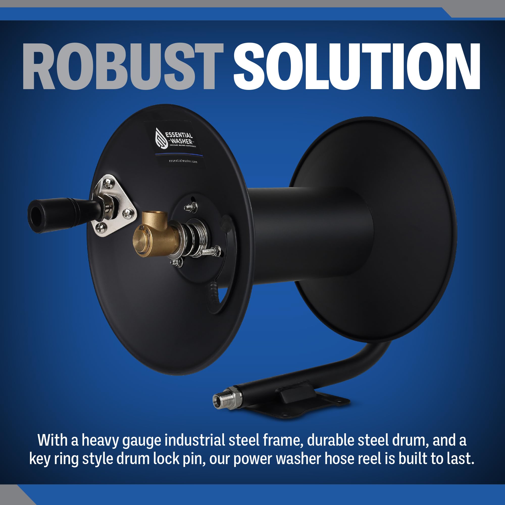 ESSENTIAL WASHER 100 FT Pressure Washer Hose Reel Kit - 4000 PSI Heavy Duty Power Washer Accessory for 3/8