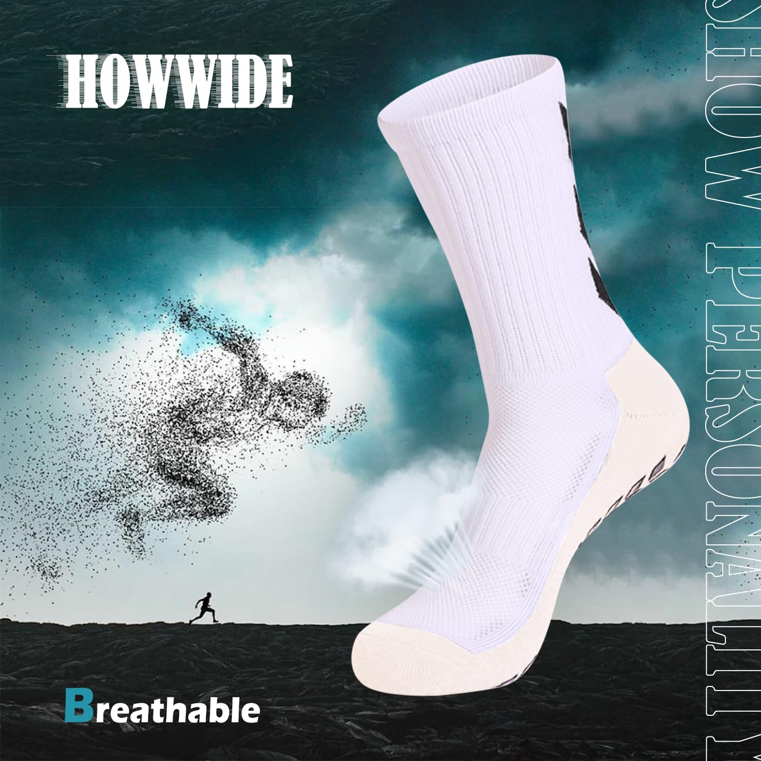 Non-Slip Grip Socks for Men - 4 Pack Athletic Sports Socks for Soccer, Basketball, Volleyball & Pilates | Hospital & Yoga Socks with Anti-Slip Soles | Perfect for Workout, Sports & Indoor Activities