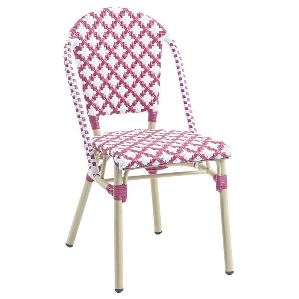 Furniture of America Misea Transitional Aluminum Patio Chairs - Pink Outdoor Dining Set of 2 - Perfect for Garden, Poolside & Backyard Relaxation