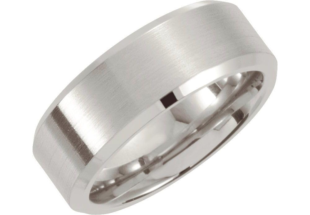 07.00mm Stainless Steel Wedding Ring Band - Satin & Polished Beveled Edge for Men & Women | Perfect for Engagements, Anniversaries & Everyday Wear