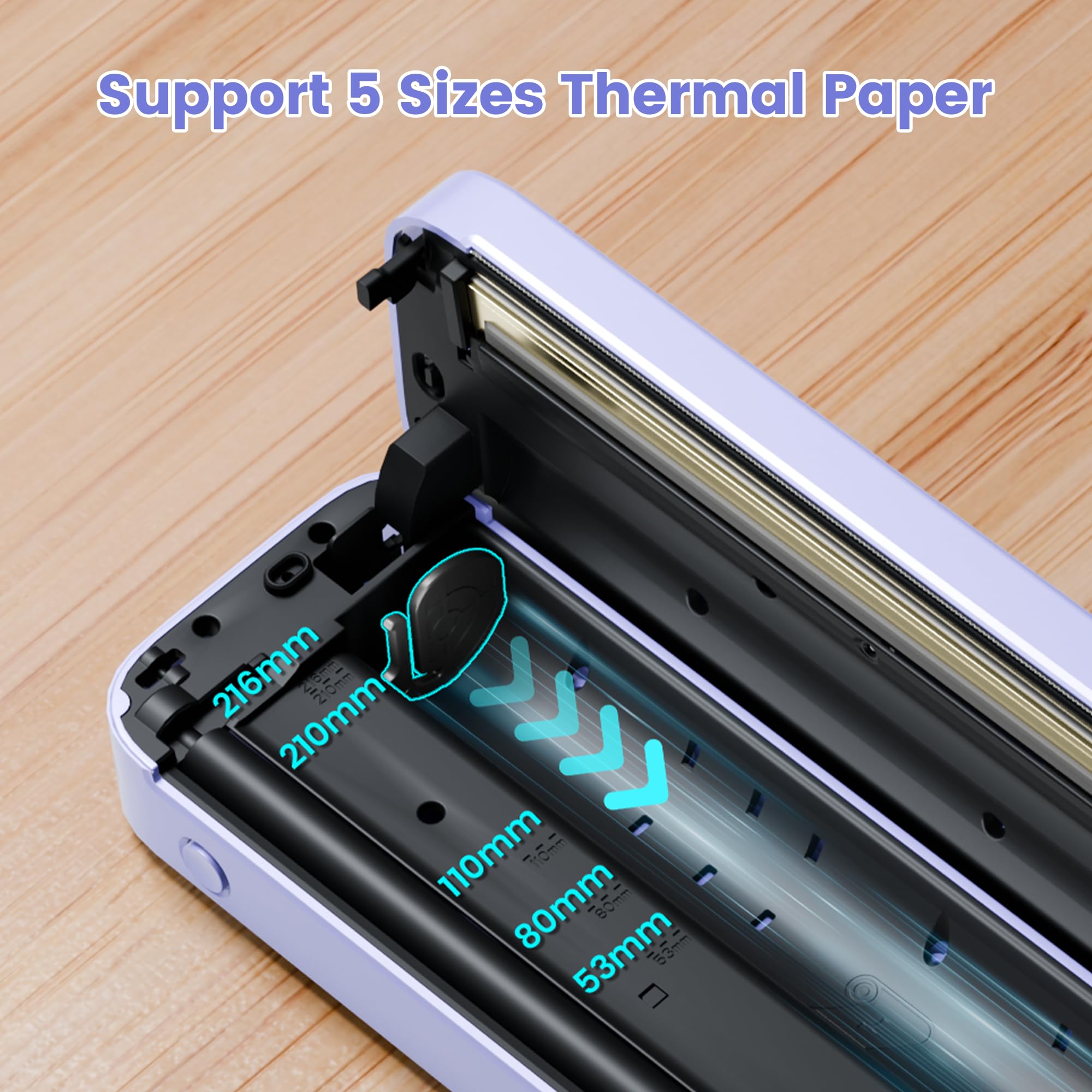 ItriAce A4 Thermal Printer - M832 Bluetooth Wireless Inkless Printer for Office, Home, Study & Travel | Compatible with Laptop, Smartphone & Tablet | Print Labels, Receipts & Documents - Purple