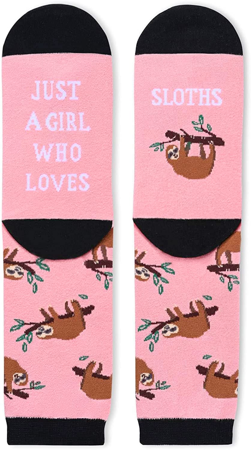 Funny Sloth Socks for Women - Cute Novelty Animal Socks Gifts for Mom, Girlfriend, Wife - Soft Comfortable Crew Socks - Perfect for Christmas, Birthday, Relaxing at Home or Fun Outfits