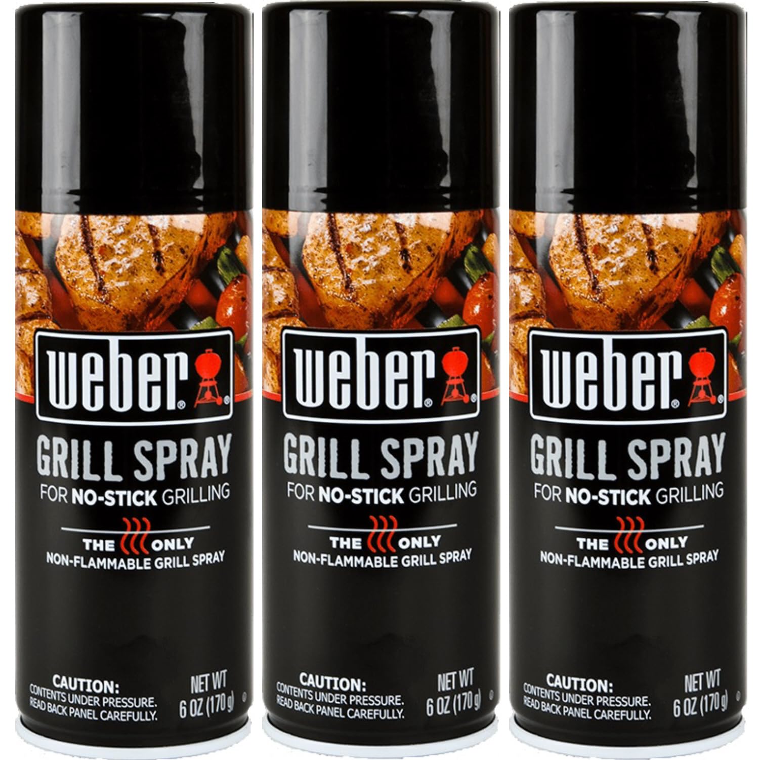 Weber Grill'N Spray 6 Oz. (Pack of 3) - Non-Stick Cooking Oil Spray for Grilling, BBQ, Baking & Frying - Perfect for Outdoor Cooking & Backyard Parties