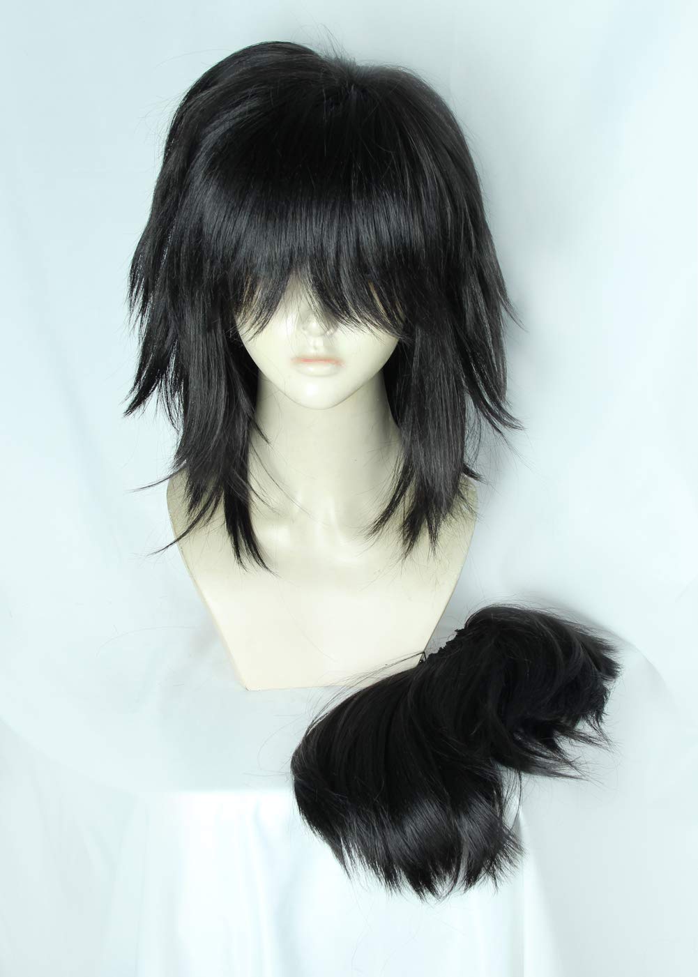 Heat Resistant Natural Black Cosplay Wig - Synthetic Anime Hair for Halloween, Costume Parties & Cosplay Events - Perfect for Cosplay Enthusiasts & Halloween Costumes