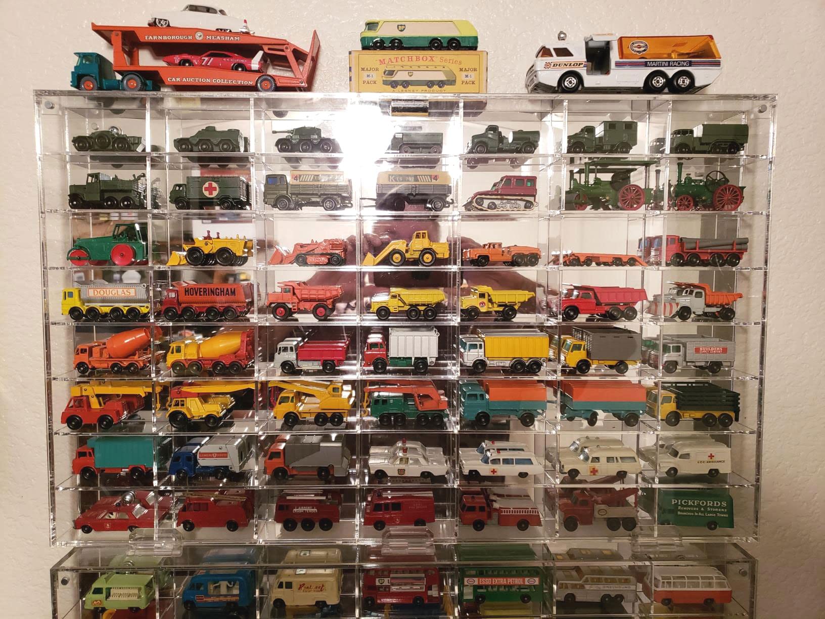 56-Slot 1/64 Scale Diecast Car Display Case with Door - Wall Mount Matchbox & Hot Wheels Organizer Cabinet for Toy Car Collection - Perfect for Home Decor, Gift Display, and Model Car Storage
