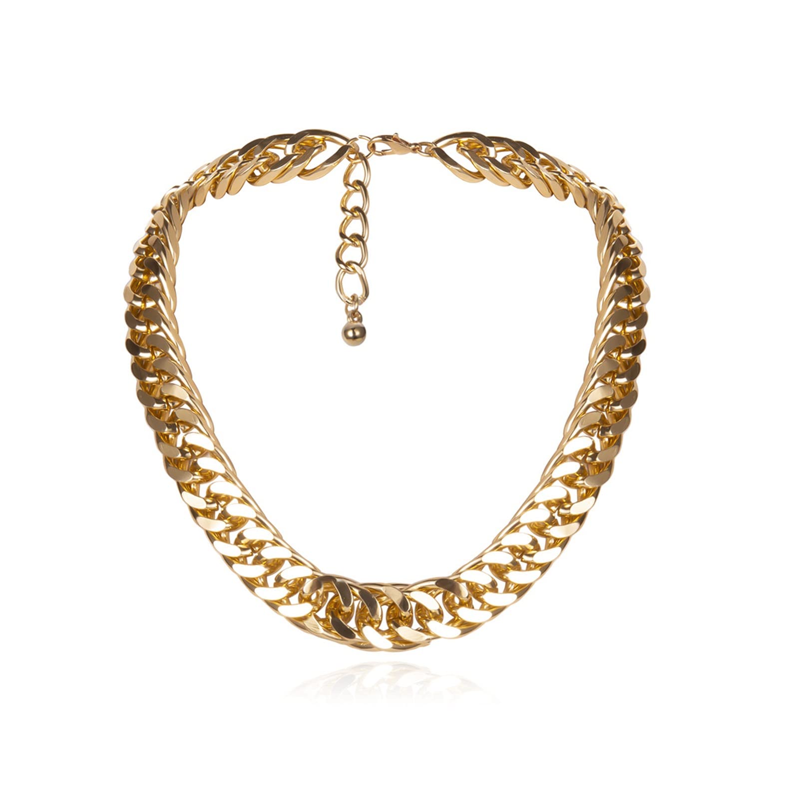 KnBoB Women's Trendy Gold Plated Cuban Chain Necklace - Adjustable Length for Pendants, Layering & Everyday Wear | Perfect Gift for Her