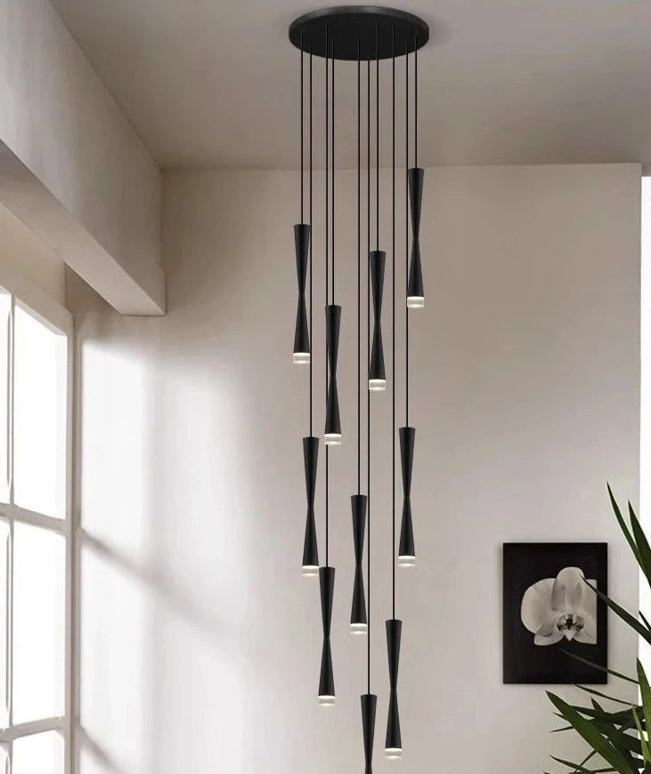 Modern LED Attic Bend Tube Chandelier - Dimmable Crystal Ceiling Light Fixture for Dining Room, Bedroom, Living Room & Foyer Decor