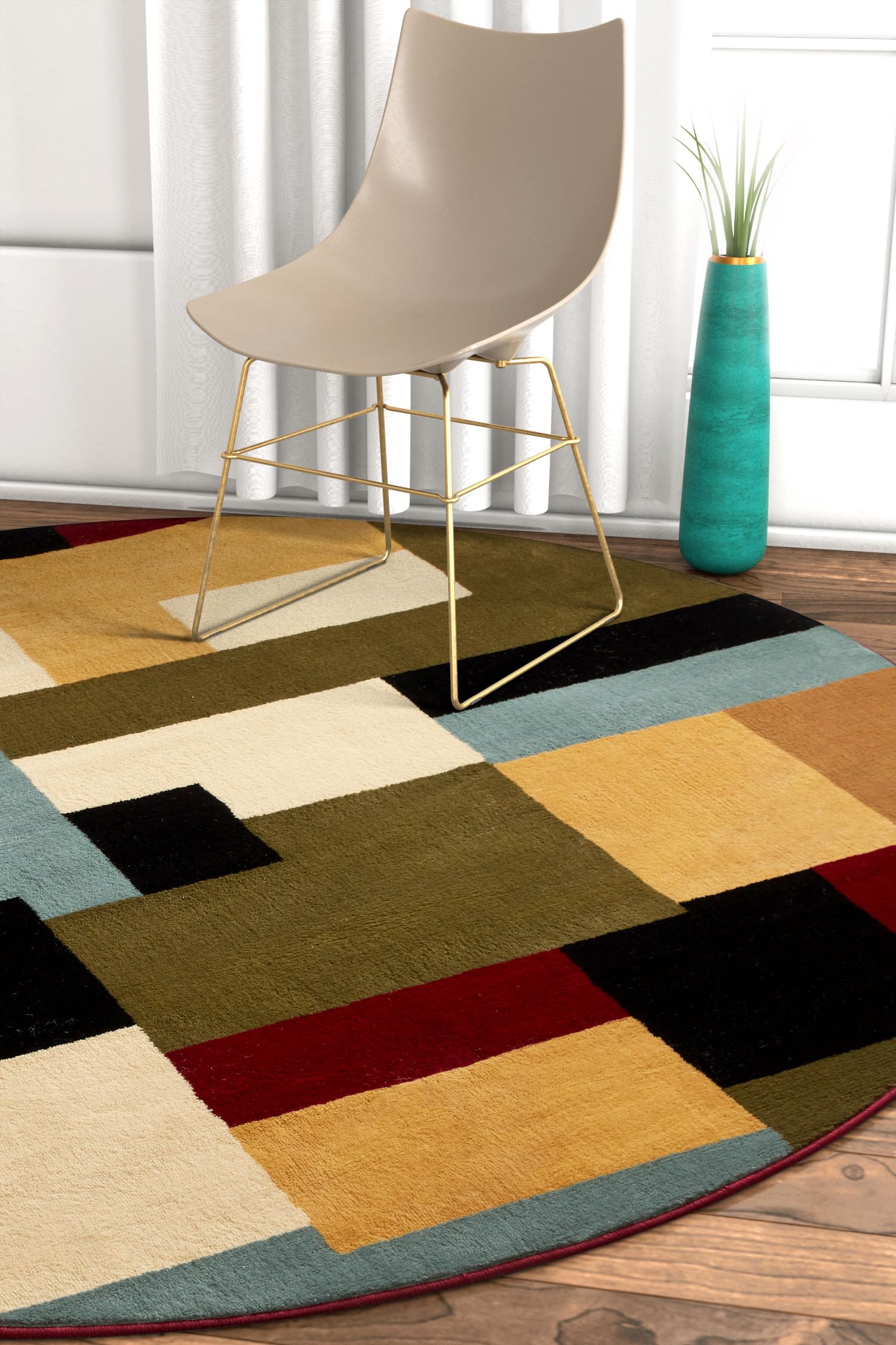 Well Woven Barclay Collection River Red 8 ft Round Area Rug - Soft Non-Slip Round Carpet for Living Room, Bedroom, Dining Room Decor | Perfect for Home, Office & Apartment Flooring