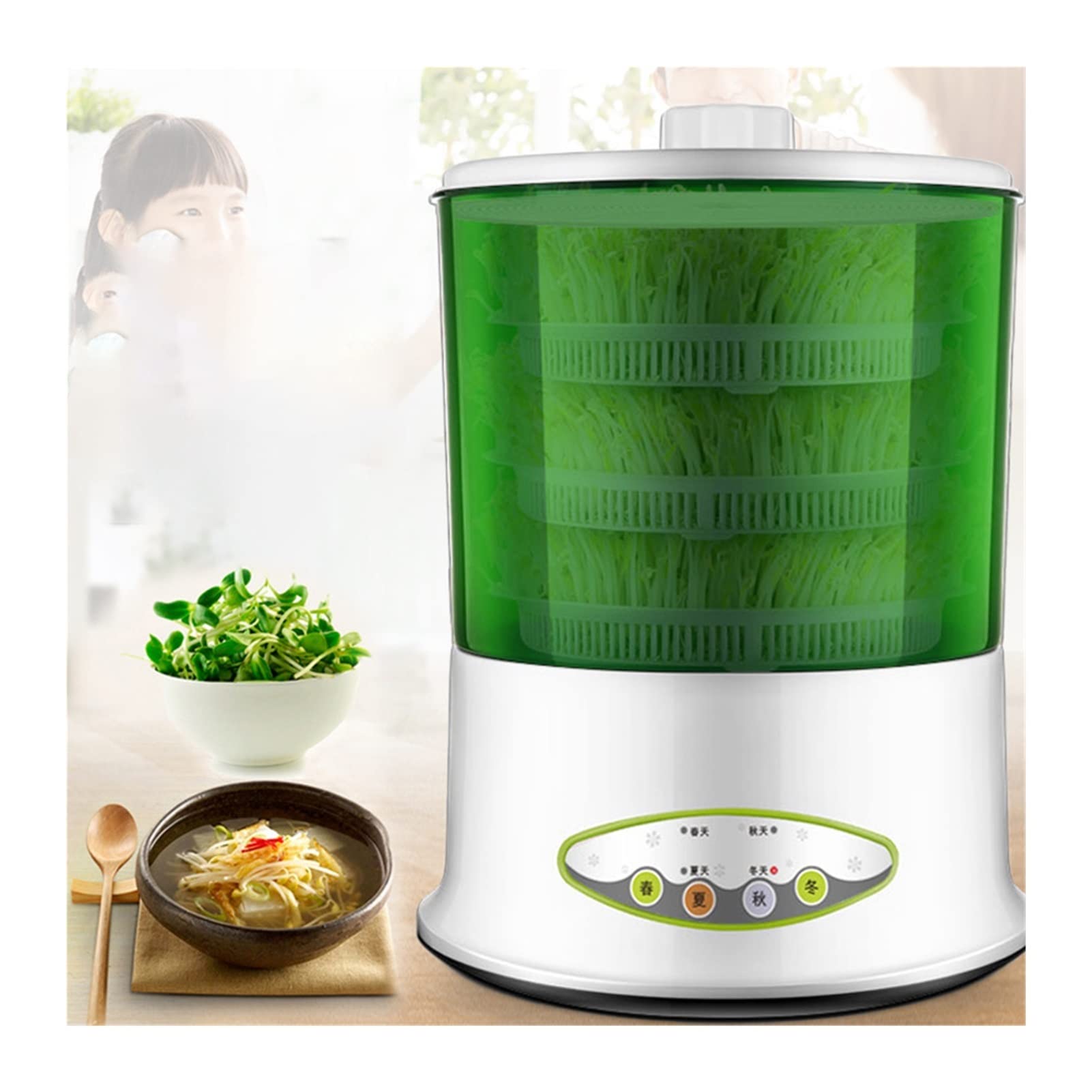Automatic Bean Sprouts Growing Machine - 360° Sprinkler System, Electronic Seed Sprouter Kit for Home Use | Perfect for Alfalfa, Mung Bean & Broccoli Sprouts | Healthy Indoor Gardening & Vegan Food Prep