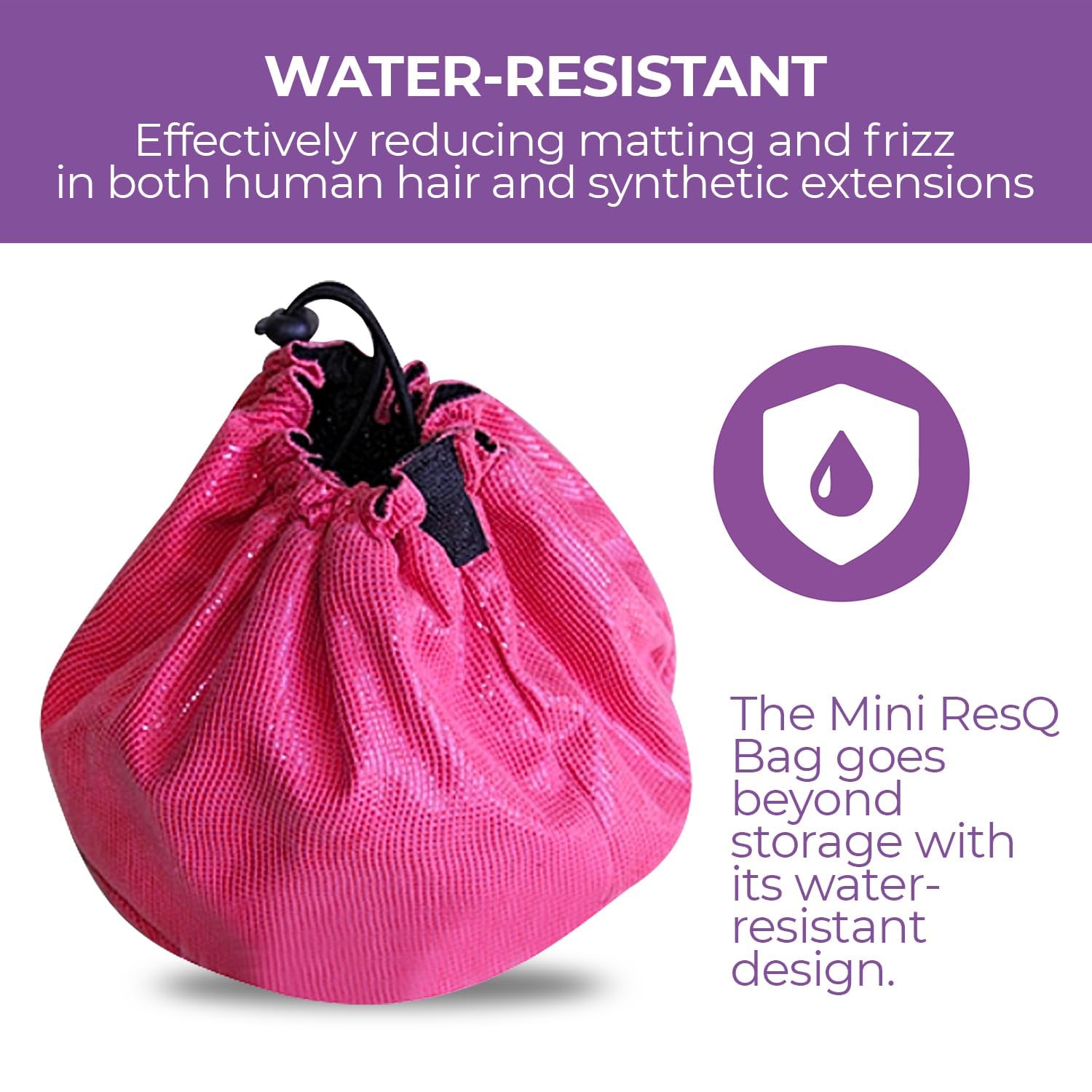 ResQ Mini Wig Bag - Drawstring Storage for Wigs & Extensions - Travel & Organizer (Pink) - Perfect for Salon & Travel