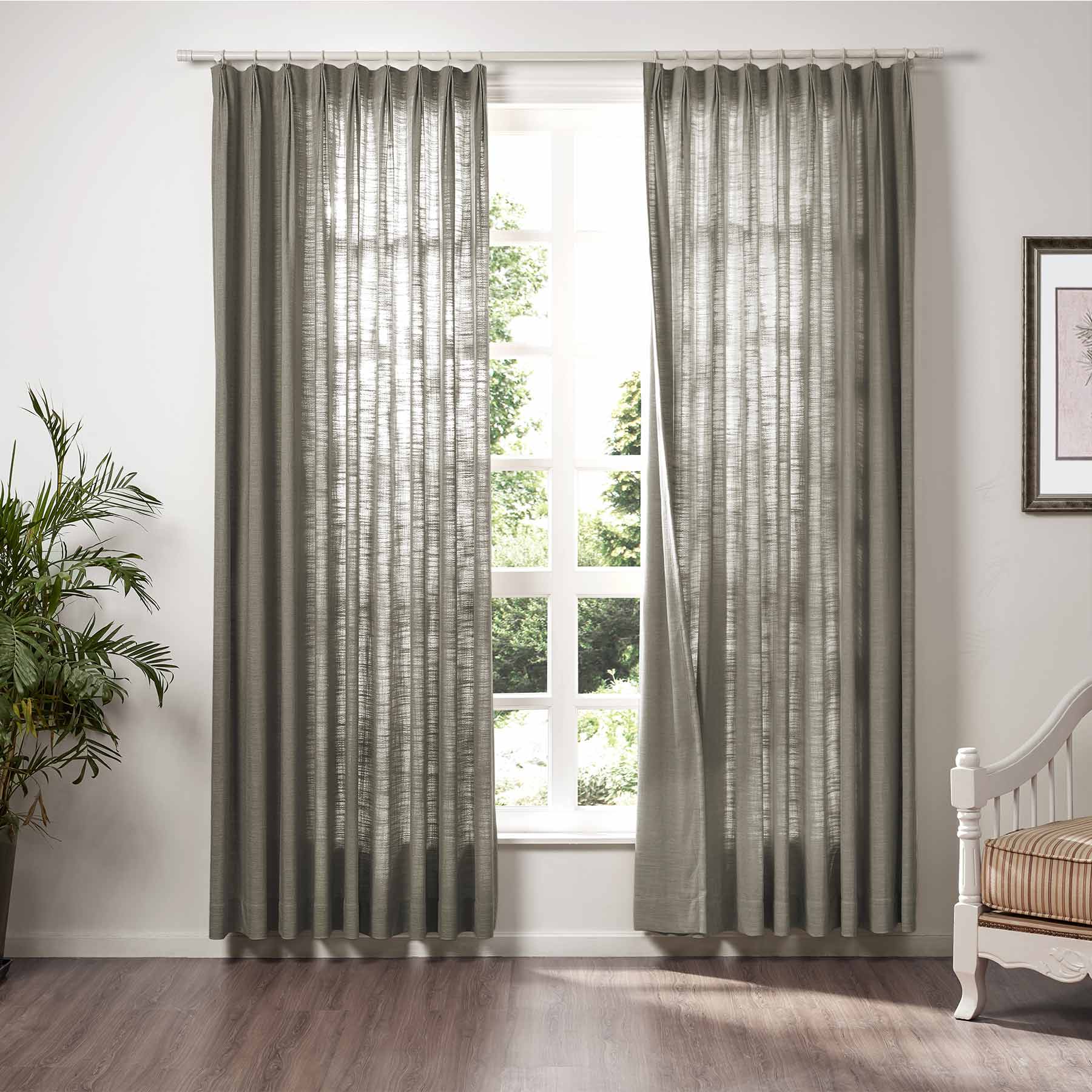 Liz Linen Extra Wide Pleated Curtains for Living Room & Bedroom - Blackout Thermal Insulated Drapes for Home Decor