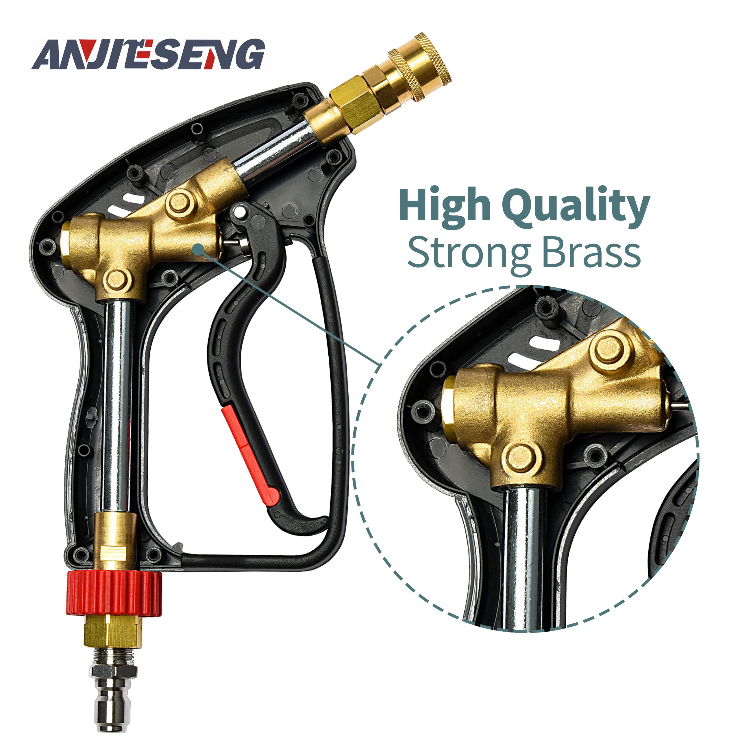 High-Performance 5000 PSI 10.5 GPM Pressure Washer Gun with 360° Swivel, 3/8