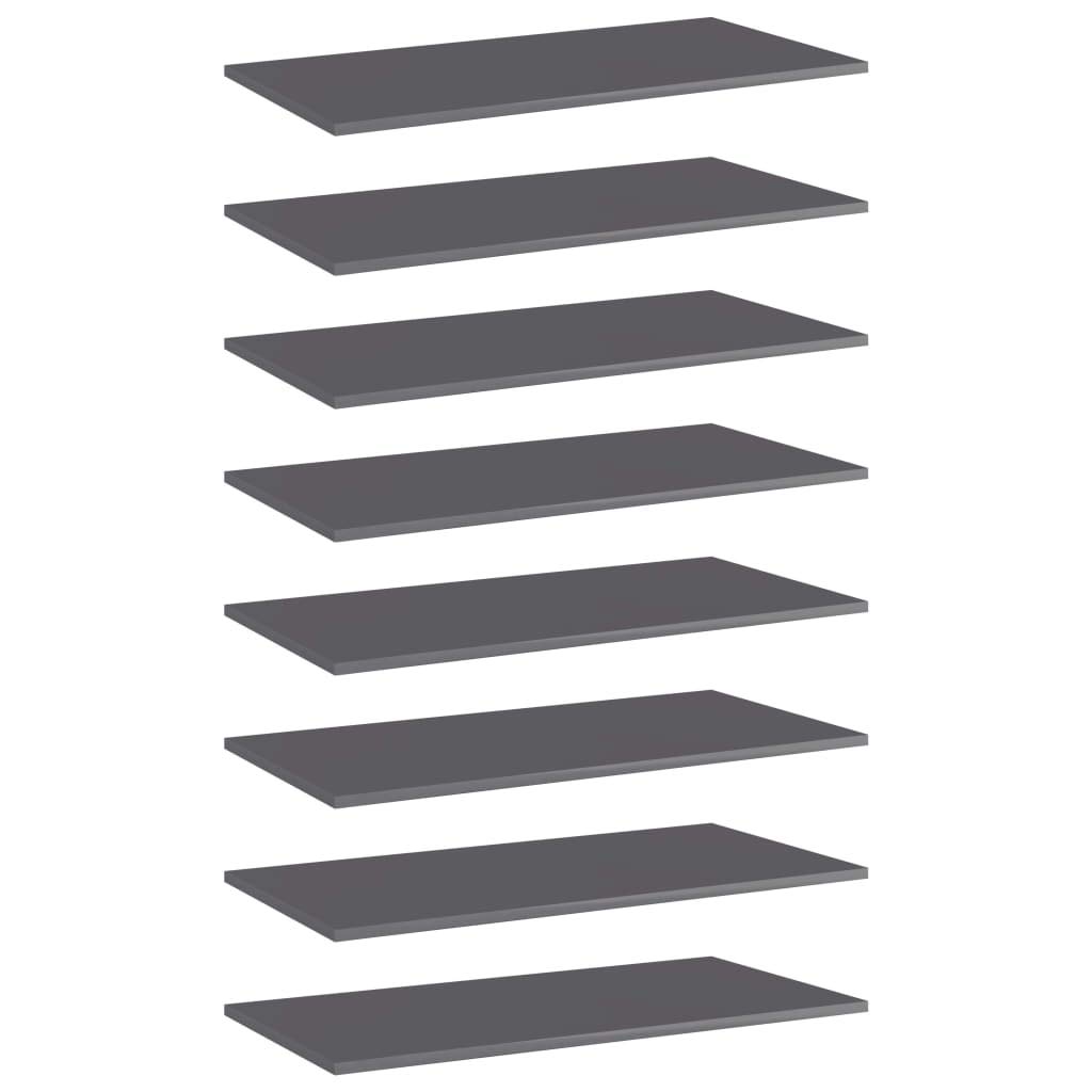 Fast Delivery Wall Mounted Floating Shelves - Set of 8 High Gloss Gray Display Ledges (31.5