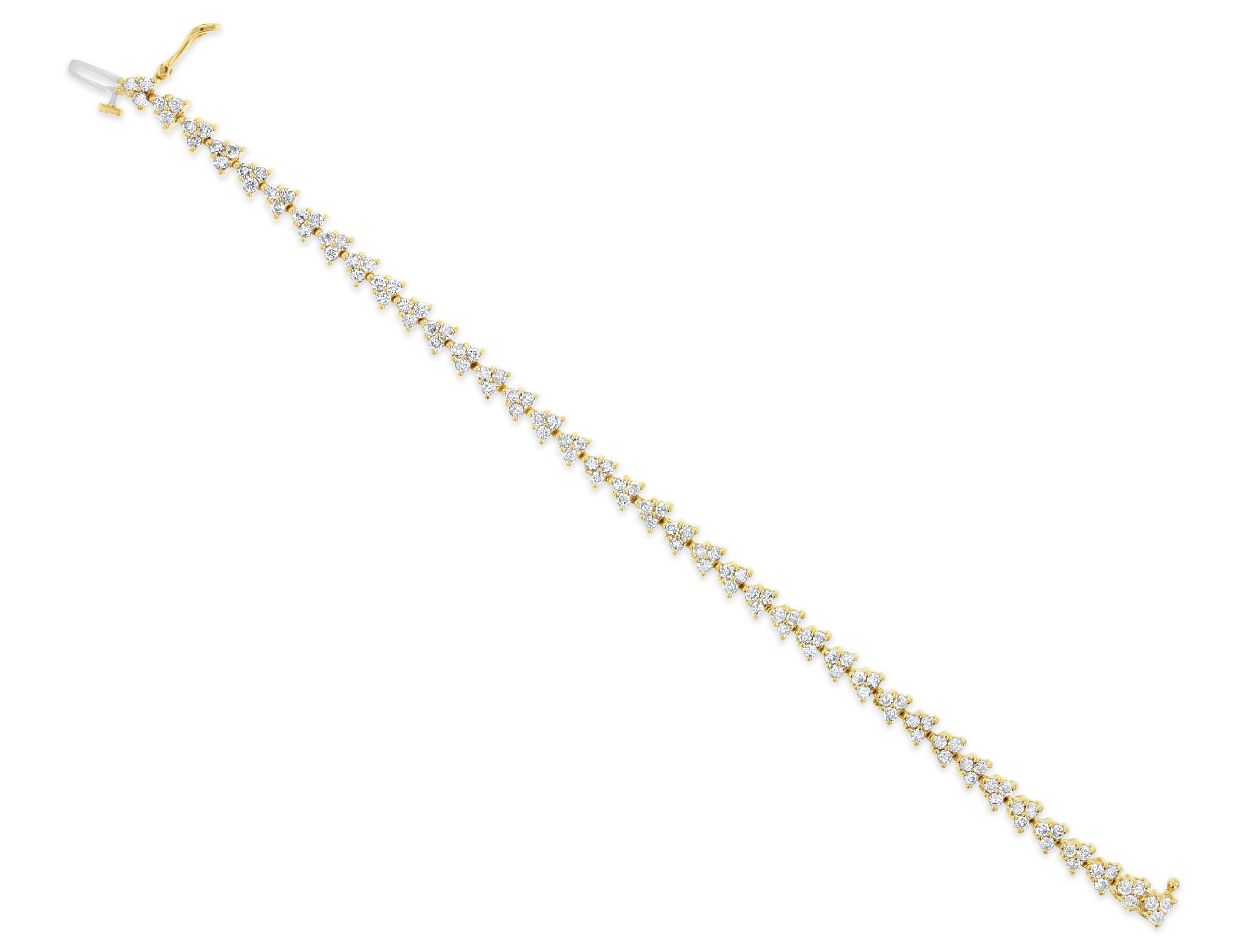 3.90cttw Triangle Diamond Tennis Bracelet in 14k Yellow Gold - Elegant Jewelry for Women, Perfect for Weddings, Anniversaries & Special Occasions
