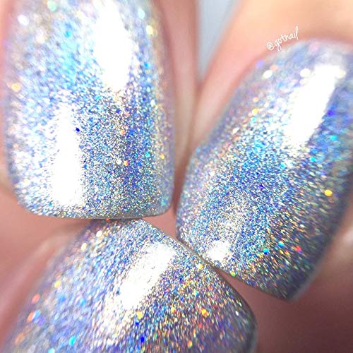 Rainbow Holographic Nail Polish - Shimmering Silver Chrome Vegan Nail Lacquer - Cruelty-Free & Quick Dry Formula for Salon-Quality Manicures at Home - Perfect for Parties, Weddings and Everyday Glam