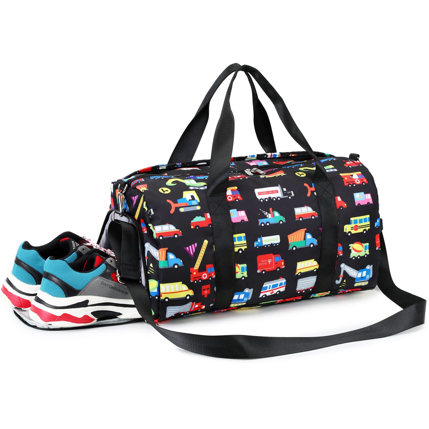 **Waterproof Kids Duffle Bag for Boys & Girls - Lightweight Gym Bag, Overnight Weekender Travel Tote with Shoe Compartment & Wet Pocket - Perfect for School, Sports & Weekend Trips**