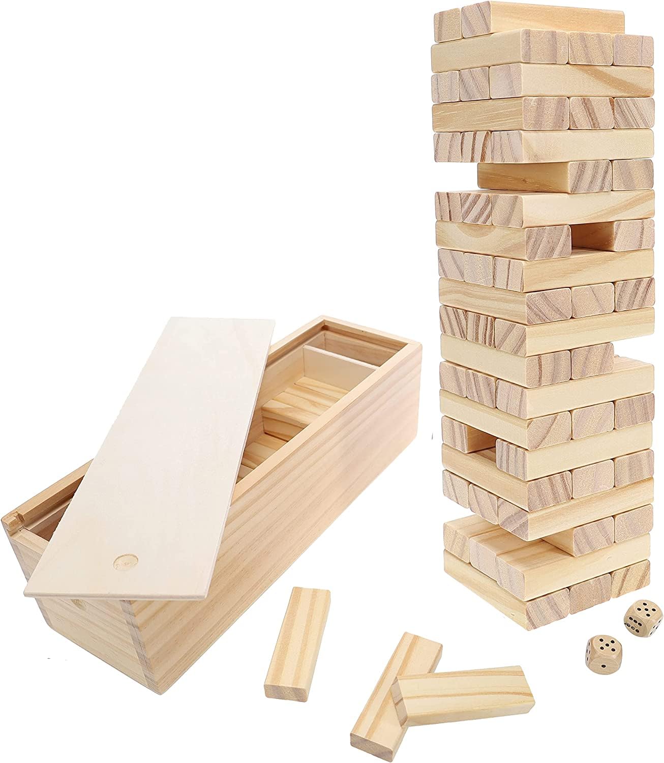 WE Games Wooden Block Stacking Party Game for Adults - Fun Tumble Tower Wedding Guest Book Alternative - Tabletop Games with Storage Case (12 inches) - Perfect for Parties, Weddings & Family Game Nights