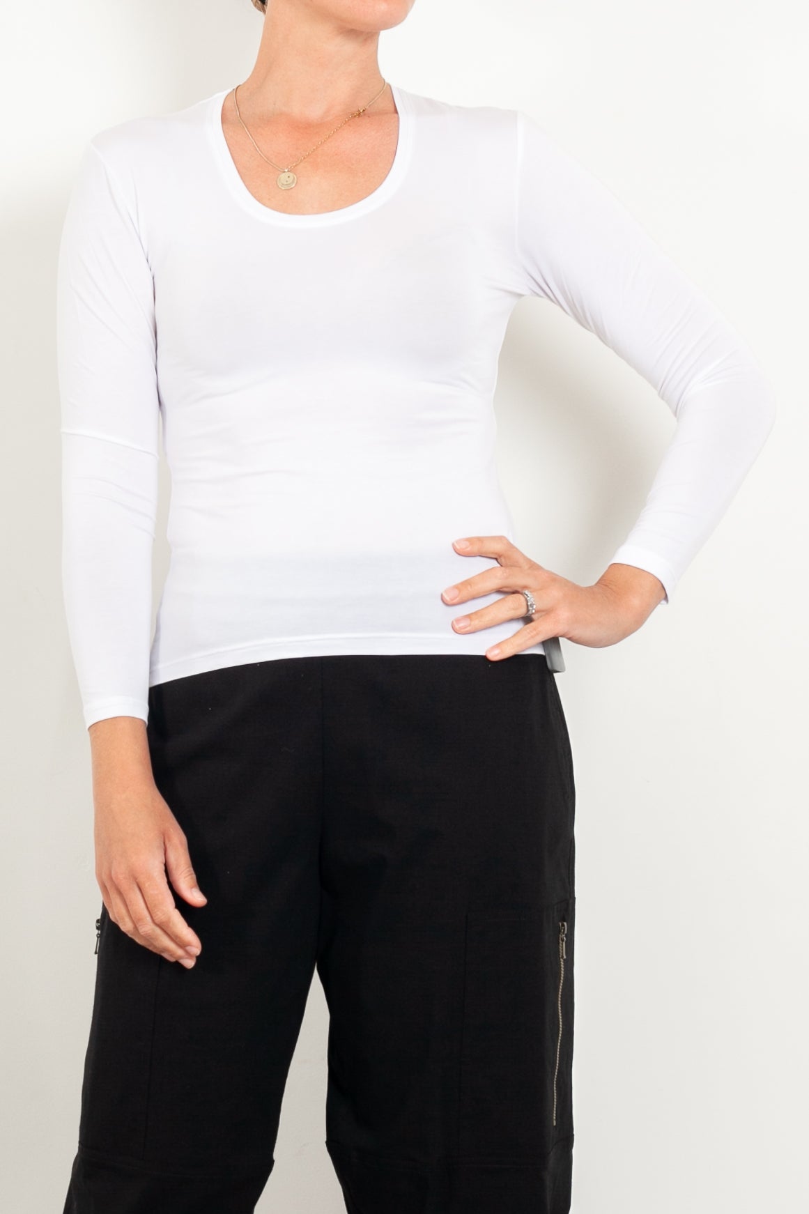 Tani Scoop Neck Long Sleeve Women's T-Shirt - Soft Stretchy Casual Blouse for Everyday Wear, Work & Date Nights