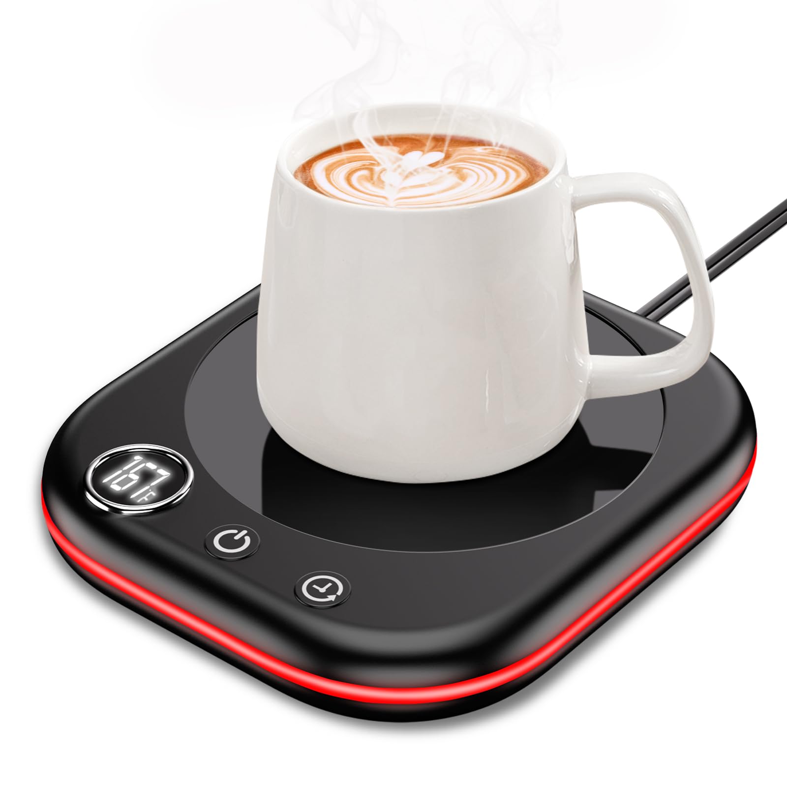 40W Smart Coffee Mug Warmer with Temperature Display & Auto Shut Off - 3 Heat Settings & 1-12H Timer - Electric Beverage Warmer for Coffee, Tea, Milk, Hot Chocolate - Perfect for Office Desk, Home Use & Gift Giving