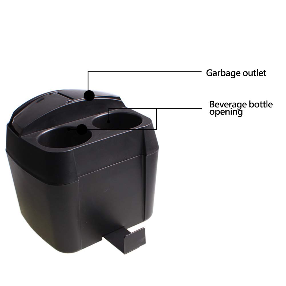 Universal Car Organizer - Multifunctional Storage Box with Cup Holder, Phone Slot, Trash Can for Keys, Wallet, Coins, Snacks & Drinks | Perfect for Road Trips, Commuting & Travel (Black)