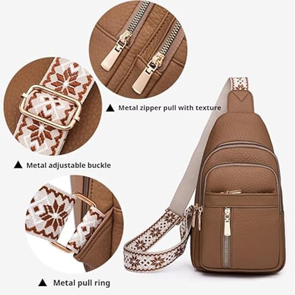 Women's Leather Crossbody Bag - Stylish Zipper Fanny Pack for Travel Essentials & Everyday Use | Perfect for Hiking, Shopping & Casual Outings