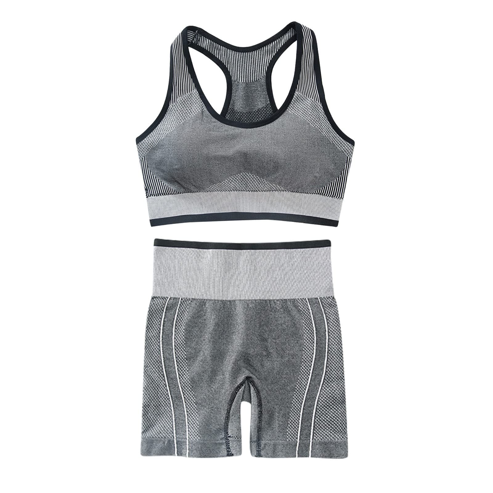 Women's 2-Piece Workout Set - High Waist Seamless Shorts & Ribbed Crop Top | Yoga, Gym & Lounge Wear | Men's Comfortable Boxer Underwear for Active Lifestyle
