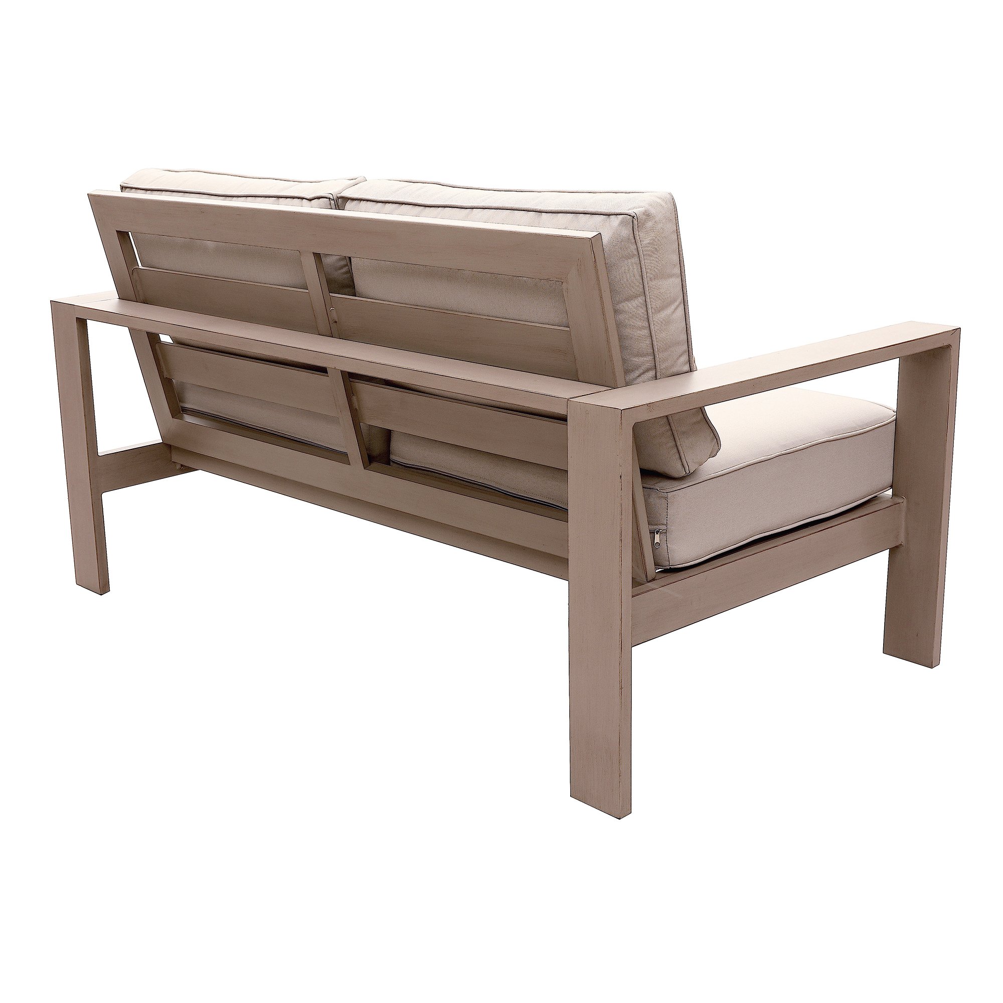 MARATIVA Premium Outdoor Patio Loveseat - Modern Patio Furniture with Durable UV-Resistant Olefin Fabric Cushions - Waterproof & Weatherproof for Lawn, Garden, Backyard & Poolside - Taupe Wood Grain Design