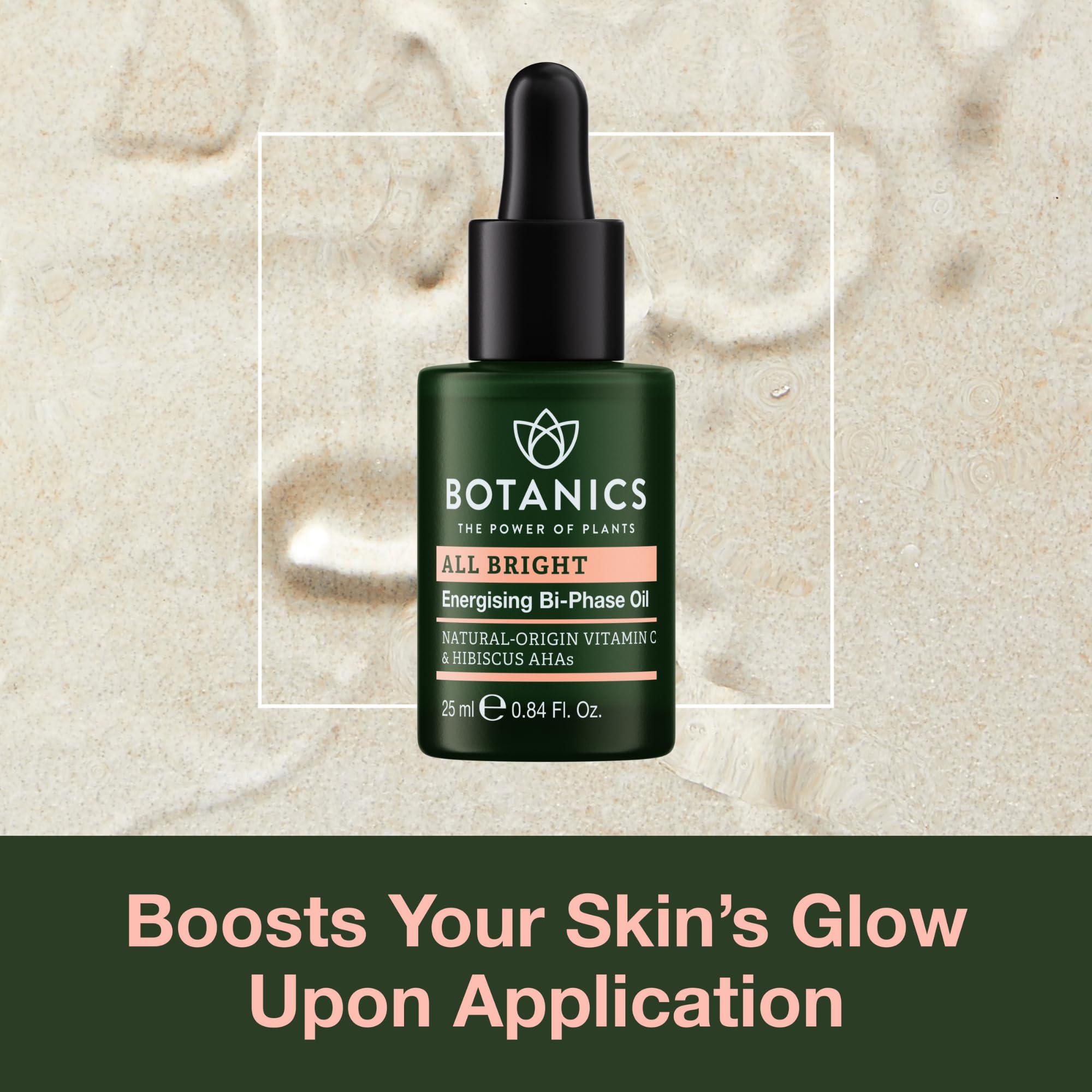 Botanics All Bright Facial Oil - Energizing Bi-Phase Face Oil for Gua Sha & Daily Radiance - Lightweight Non-Greasy Glow Serum to Brighten Dull Skin - Perfect for Morning Routine & Night Skincare (0.84 Fl Oz)