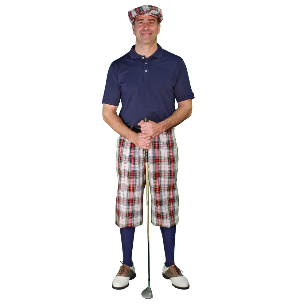 Men's Plaid 'Par 5' Golf Shirt - Stewart Collection - Breathable Performance Polo for Golf & Casual Wear