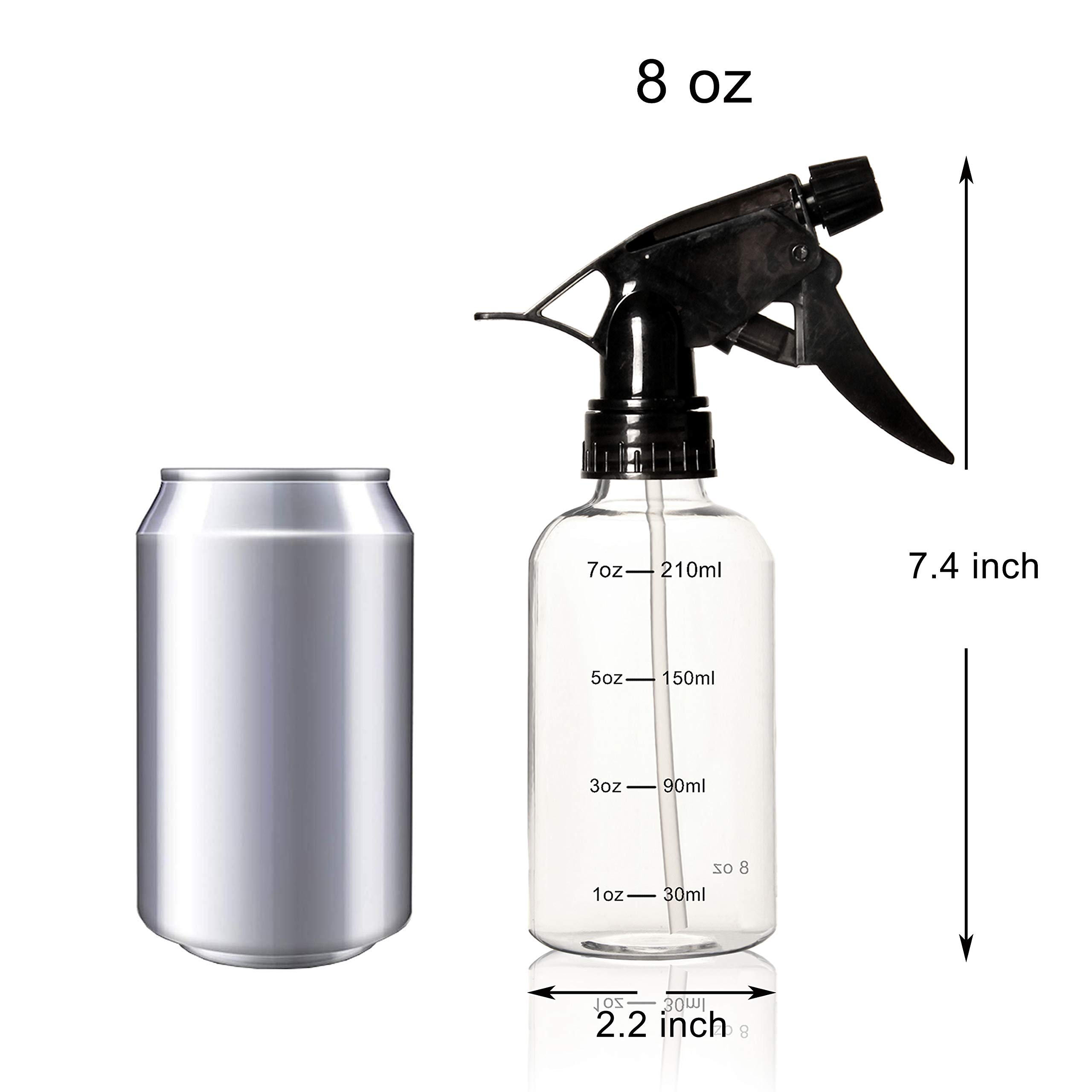Youngever 6 Pack 8oz Empty Plastic Spray Bottles for Hair Care, Cleaning Solutions & DIY Projects - Refillable Fine Mist Sprayers for Salon, Home & Garden Use