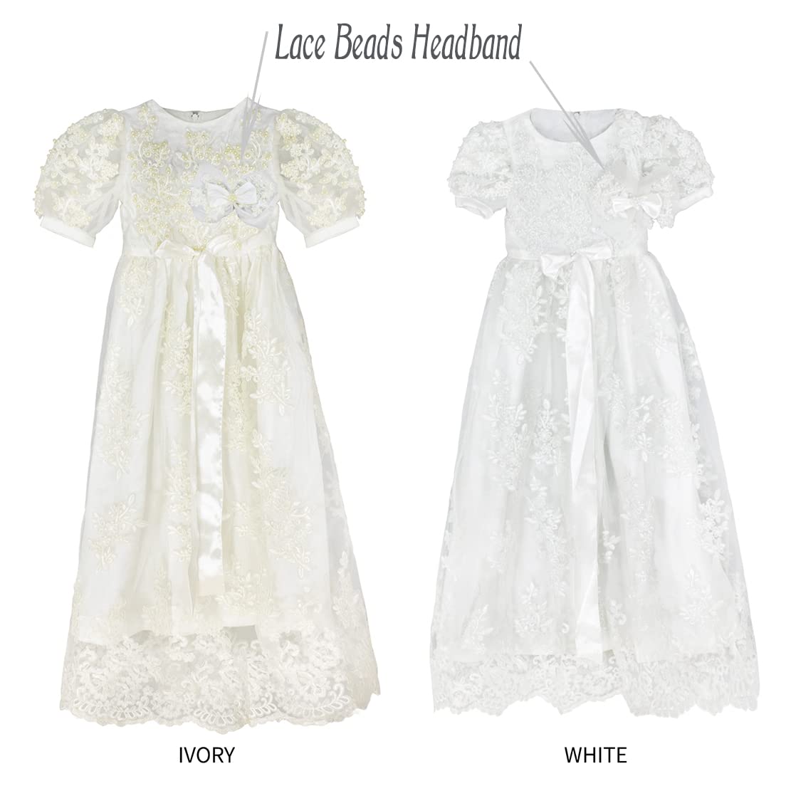 Newdeve Baby Girls Lace Beads Romper - White Infant Toddler Outfit 9-12 Months | Perfect for Photoshoots, Birthday Parties & Special Occasions