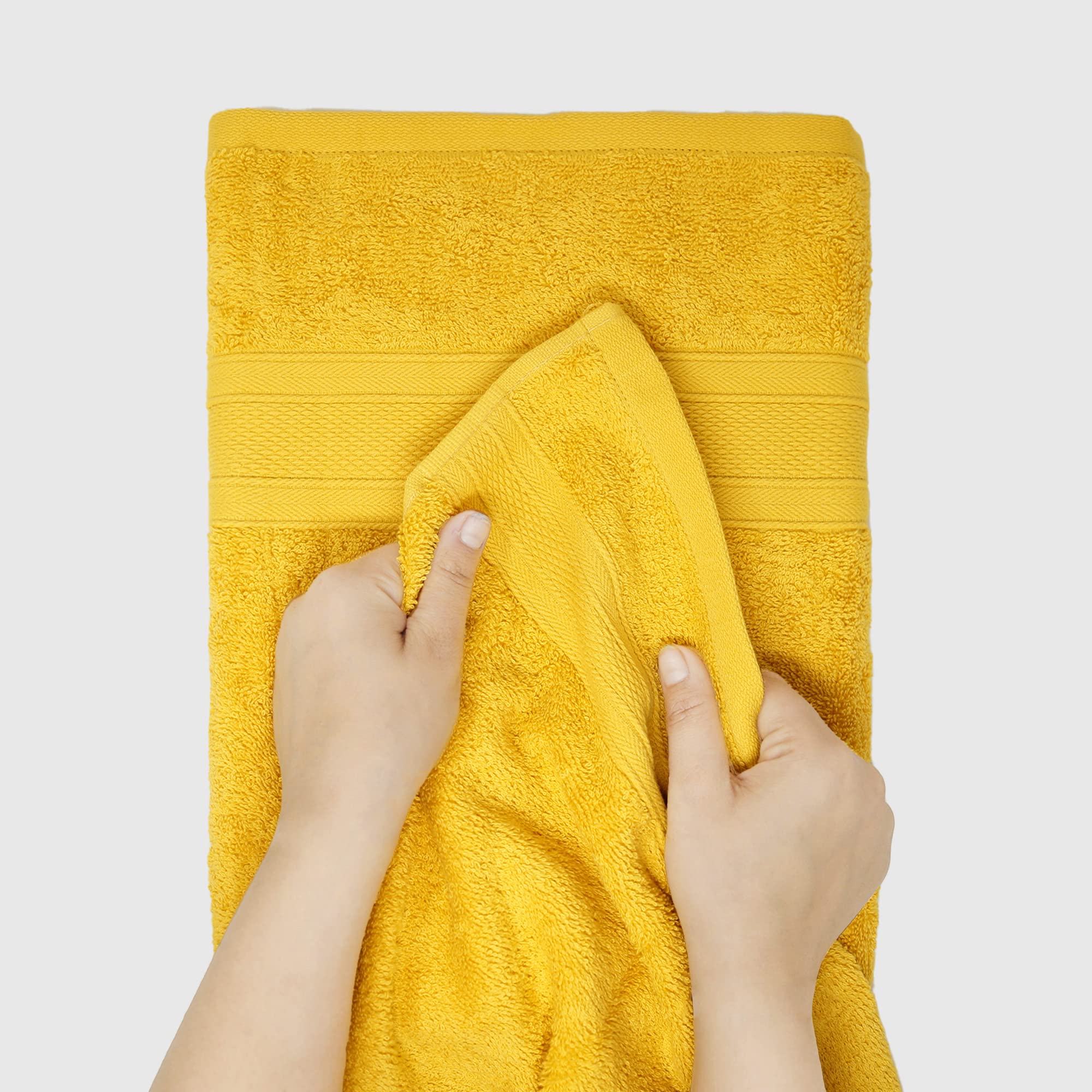 TRIDENT Soft & Plush Luxury Towel Set - 100% Cotton Bath & Hand Towels (6-Piece, Mustard Yellow) | Ultra Absorbent for Spa, Hotel & Home Bathroom Use